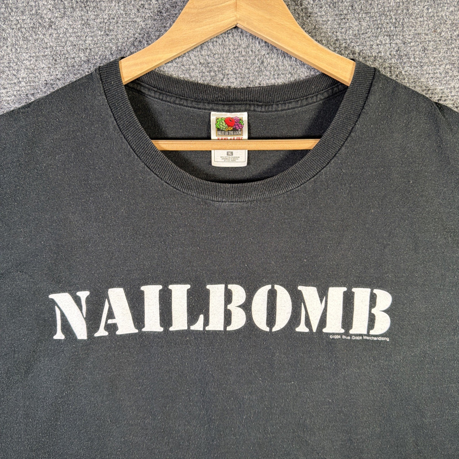 Vintage Nailbomb Shirt Mens XL Black 90s Band Feels Good To Be A Punk Loser 1994
