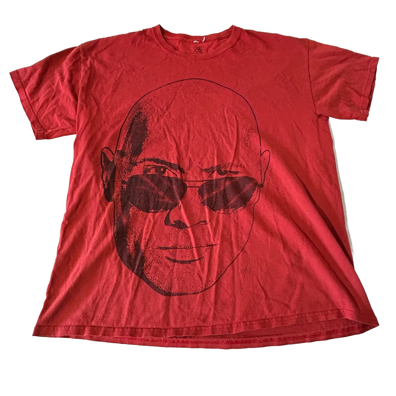 The Rock Dwayne Johnson WWE Shirt Men Large Red Short Sleeve Face Profile