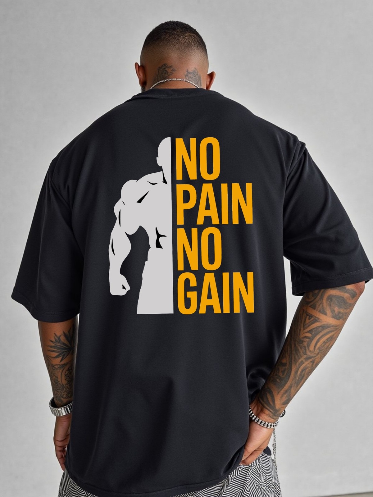 No Pain No Gain Gym Workout Graphic T-Shirt Fitness Motivation Tee Unisex