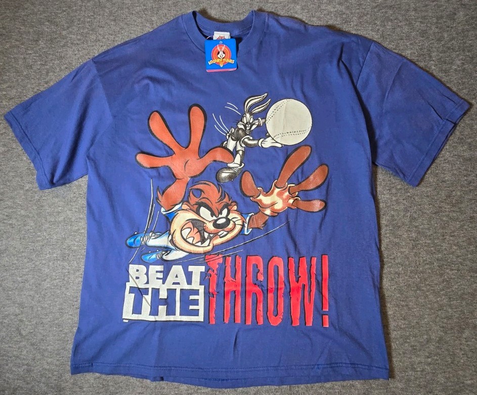 Vintage 1997 Looney Tunes Taz Bugs Bunny Beat The Throw T-Shirt XL NWT USA