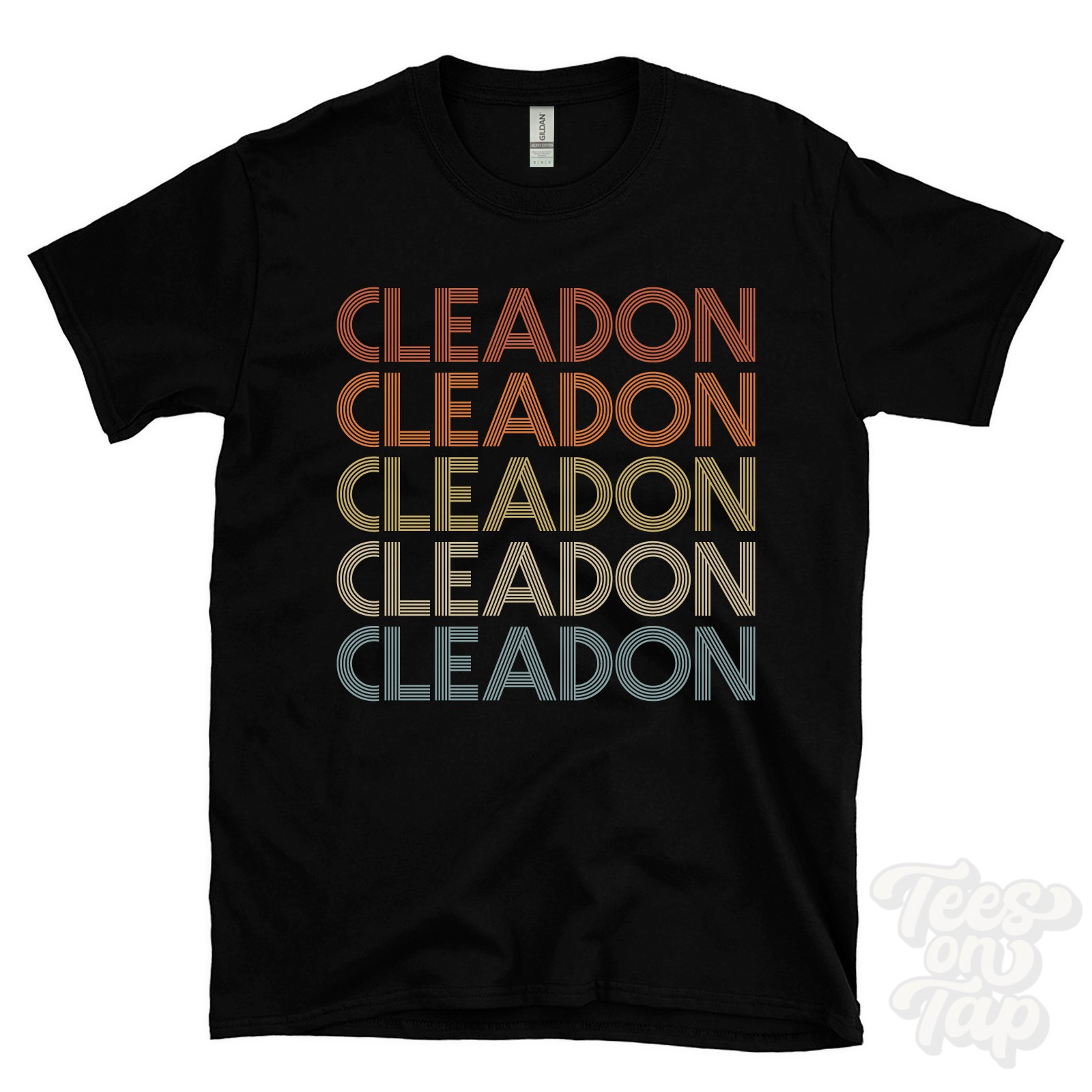 CLEADON REPEATED RETRO STYLE T-SHIRT mens & womens uk place name gift