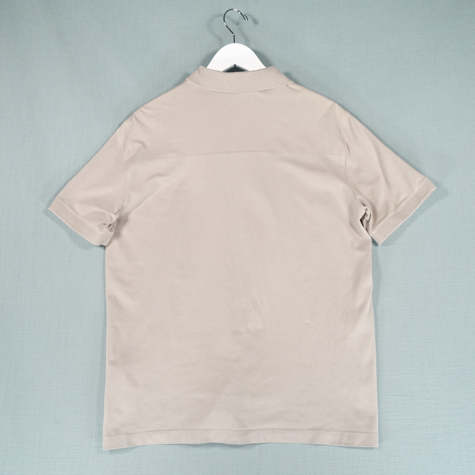 Armani Exchange Polo T Shirt Men Medium Beige Cotton 1/4 Zip Short Sleeve Rivera