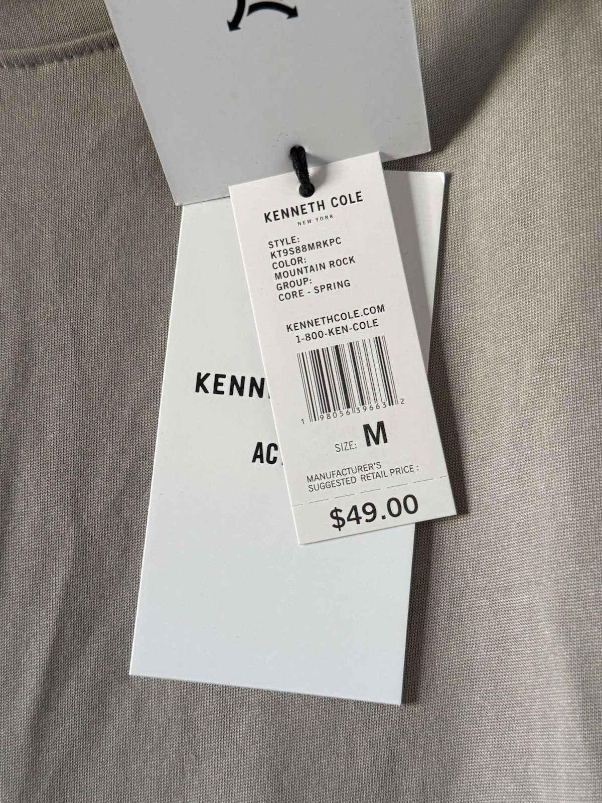 Kenneth Cole Medium Active Tech T-Shirt Mountain Rock Gray Stretch $49