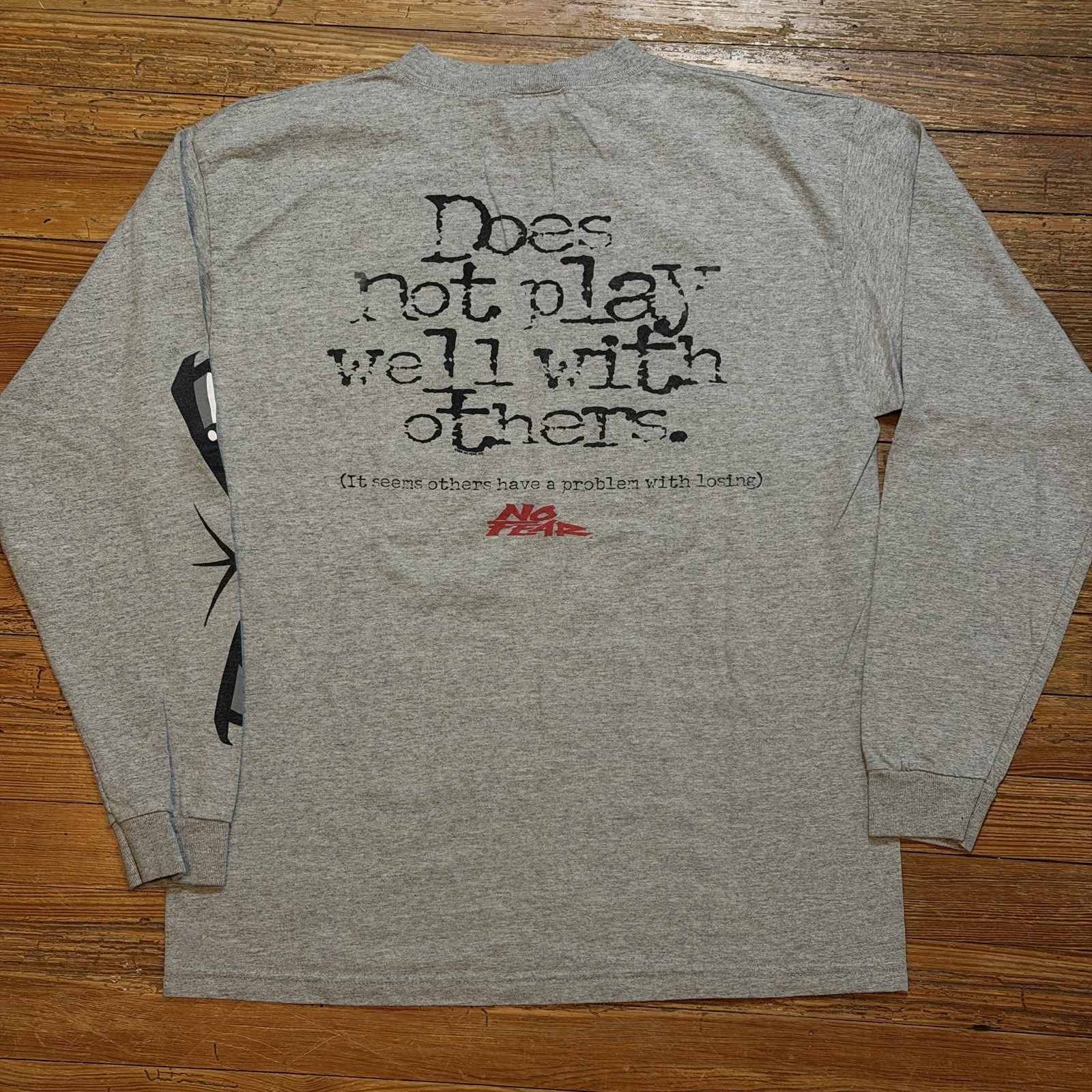 Vintage 90s NO FEAR Shirt Size Medium Longsleeve Eyes USA Made Streetwear