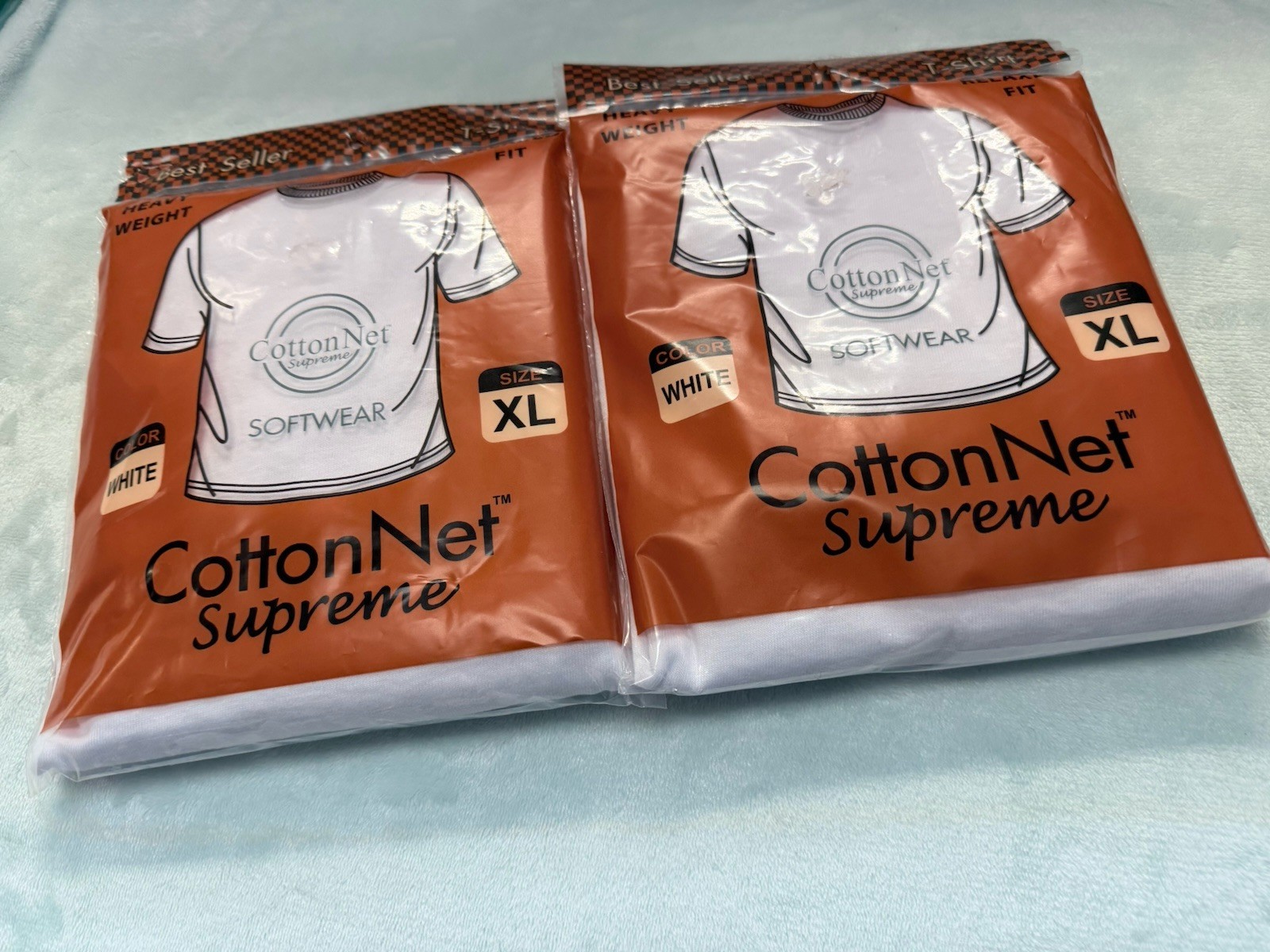 CottonNet Supreme T-Shirt Round Neck Short Sleeve Size XL Shirt White 2 pack