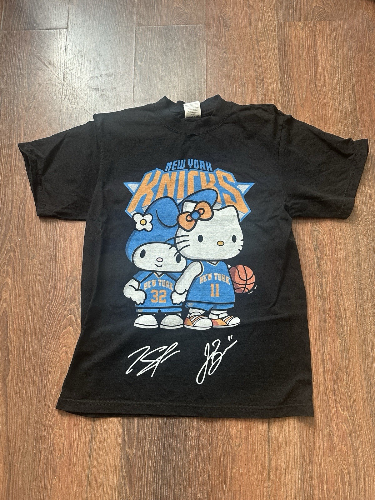 New York Knicks Karl-Anthony Towns Jalen Brunson Hello Kitty BLACK Shirt Unisex