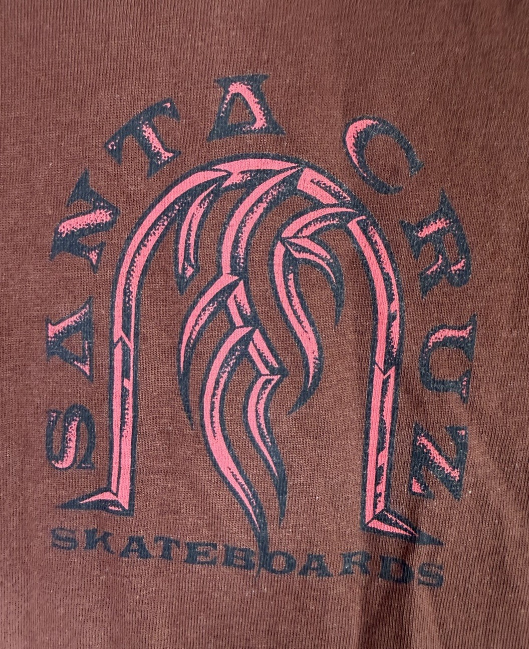 Santa Cruz Dressen Tribal Arch Front T Shirt UK XL Skateboards Coffee Brown Tee