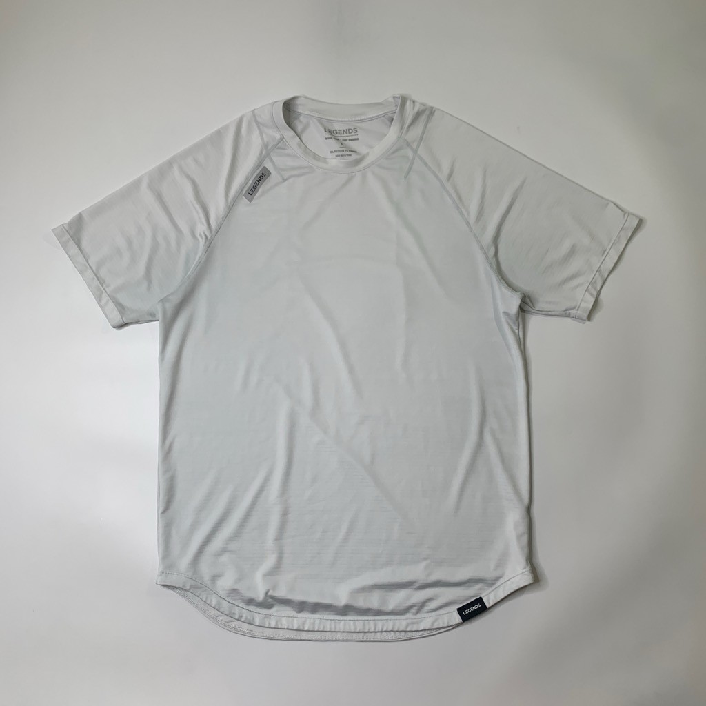 Legends Shirt Mens L Large Silver Enzo Crew Lightweight Curved Hem Gym Training