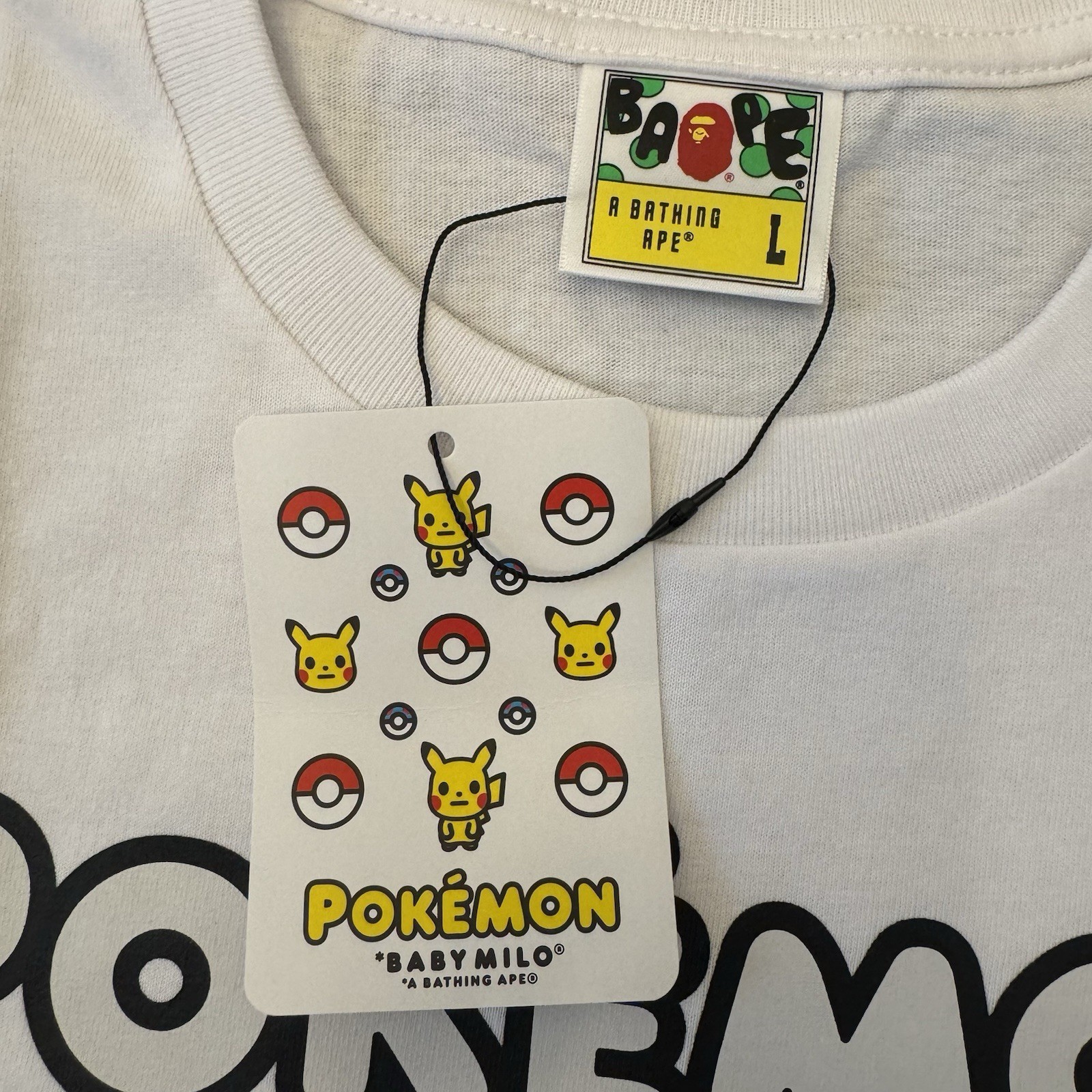 BAPE Baby Milo x Pokemon Monotone Starters #3 Tee White Sz Large FW20 Authentic