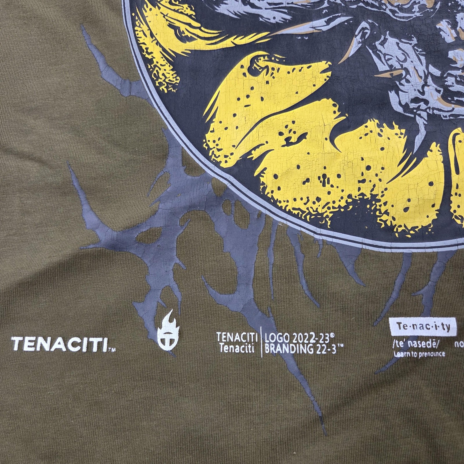 TENACITI Studios Shirt Mens XS Olive Graphic Skull Kanji Streetwear Tee TN1629SS