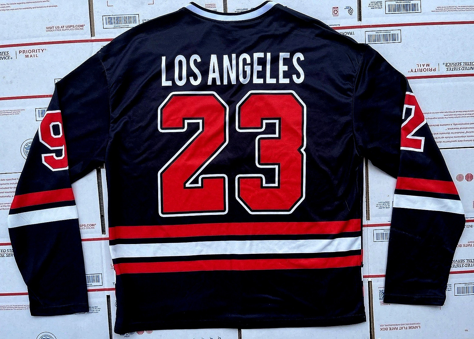 VTG 90’s Romwe Los Angeles #23 CHICAGO Sports Racing Hockey Jersey L/S T-Shirt L