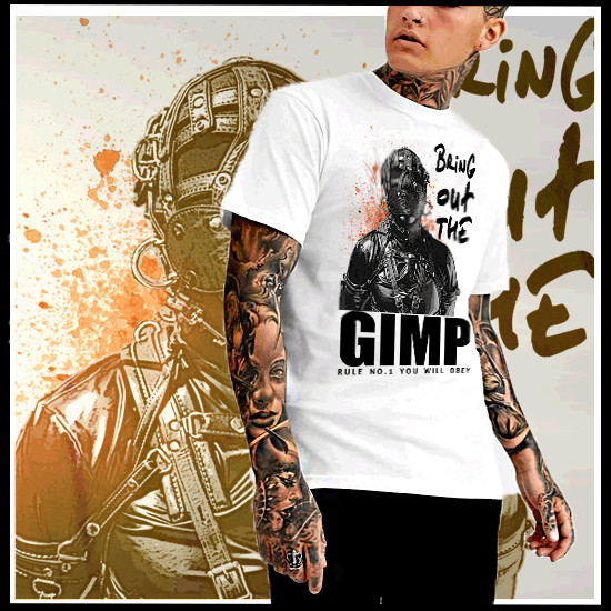 BDSM T-Shirt Gimp in Bondage chains dominatrix femdom gag Sensory Deprivation