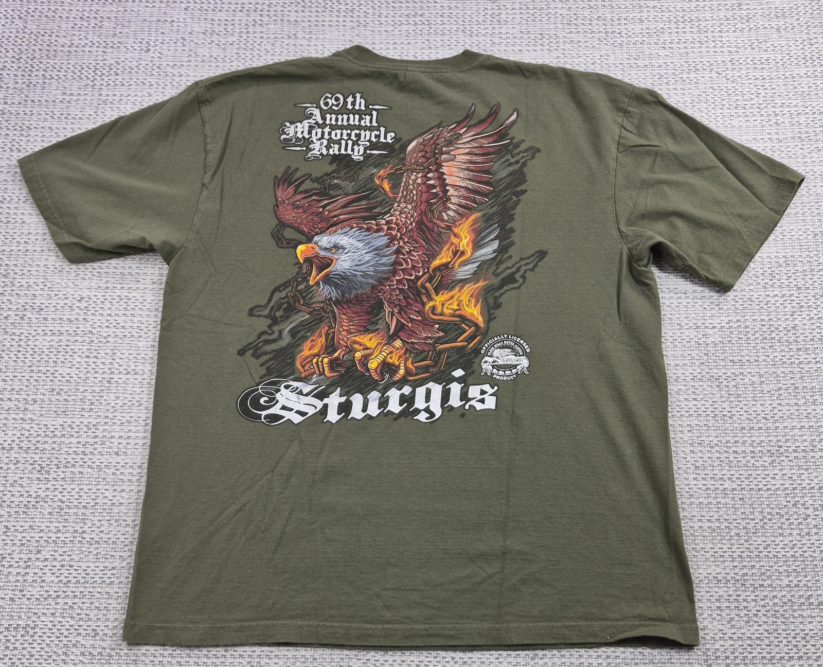 Enzo Sturgis Motorcycle Rally Shirt Mens XL Green 2009 Eagle Biker Tee