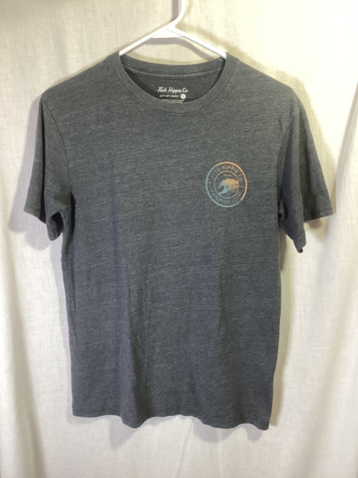 Fish Hippie Co. Waterslide Local Gray Small Cotton Blend T Shirt T 15