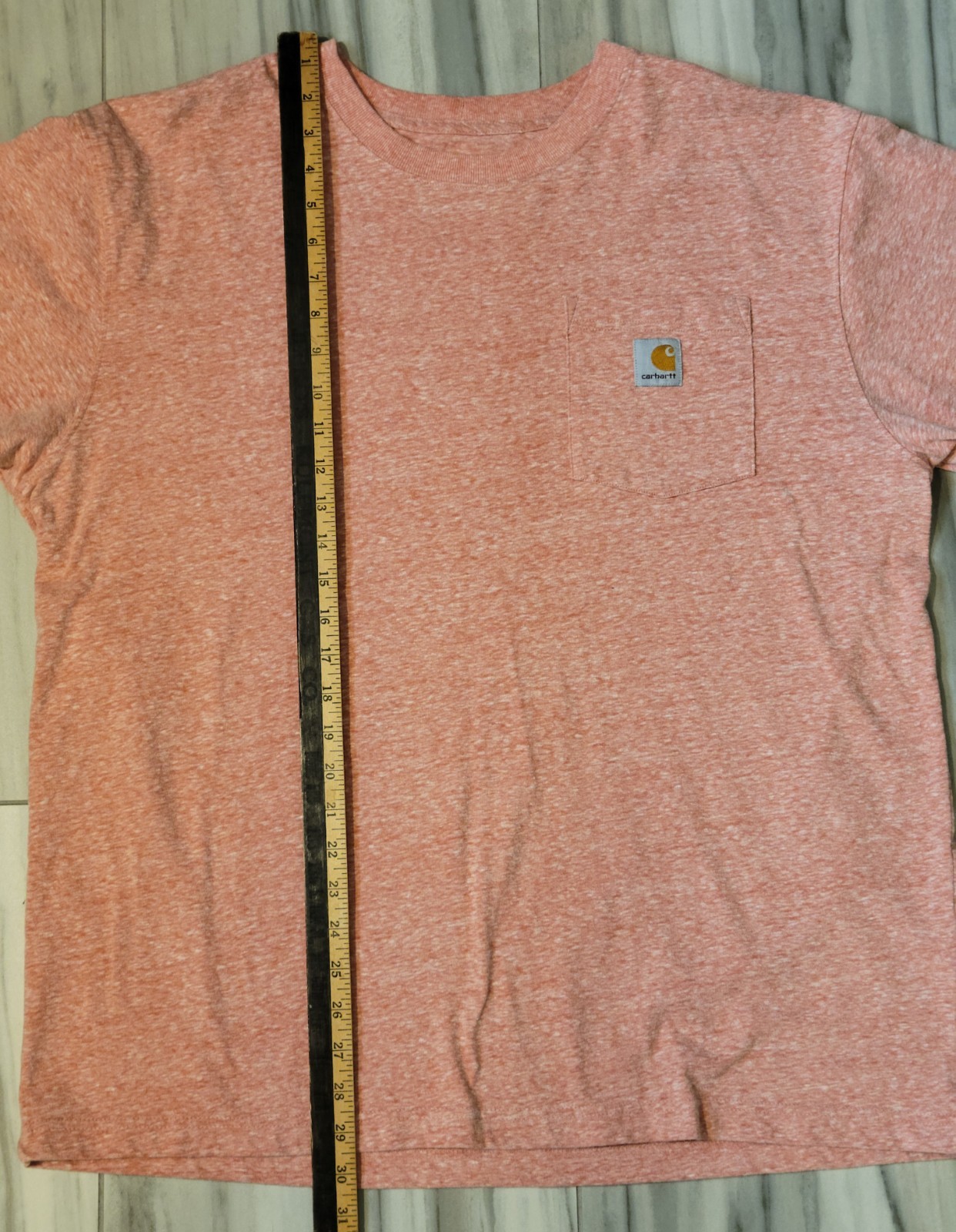 L Carhartt Original Fit K87 O15 Harvest Orange Snow Heather Pocket T-Shirt