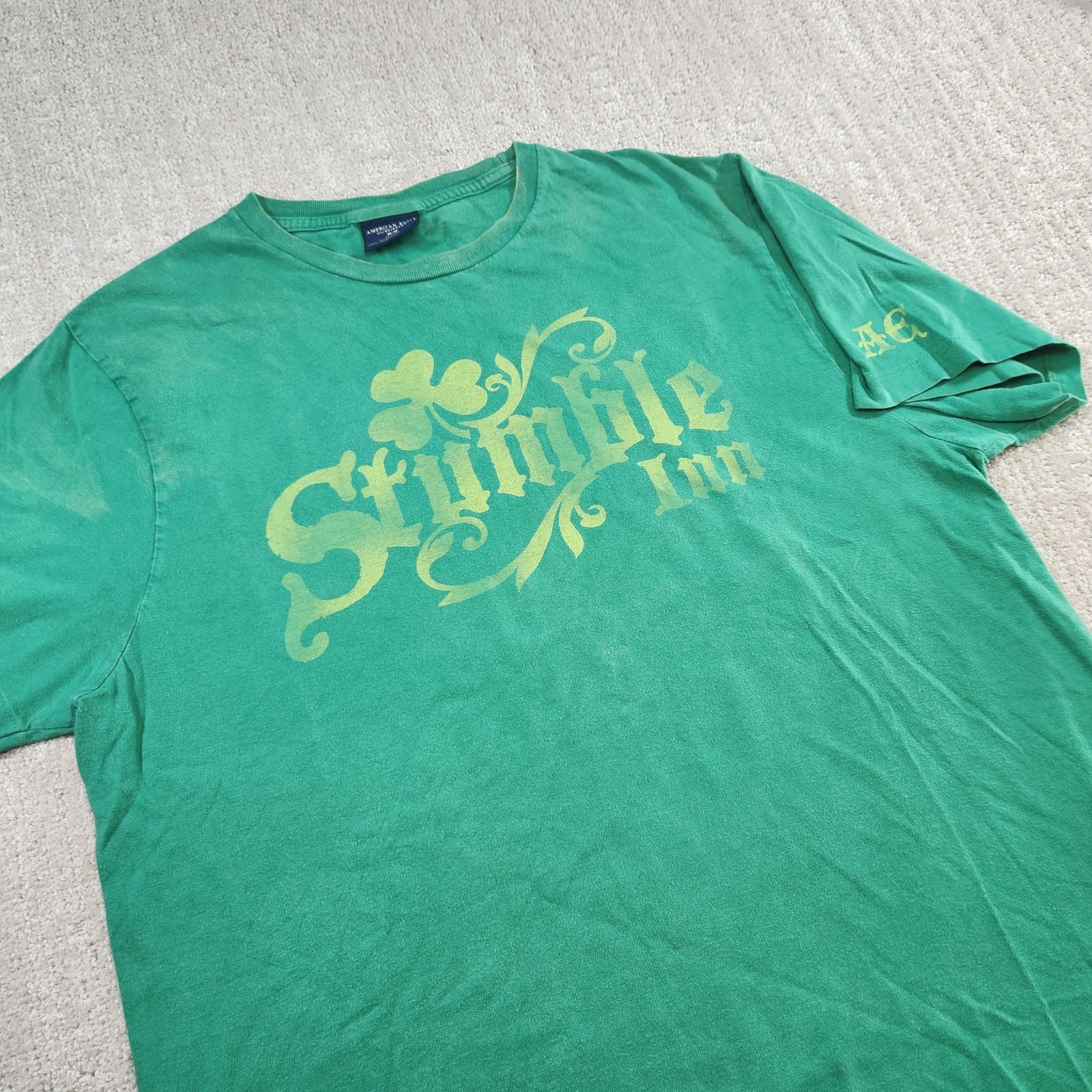 Vintage American Eagle Shirt Men Medium Single Stitch Y2K 90s Green St Patrick