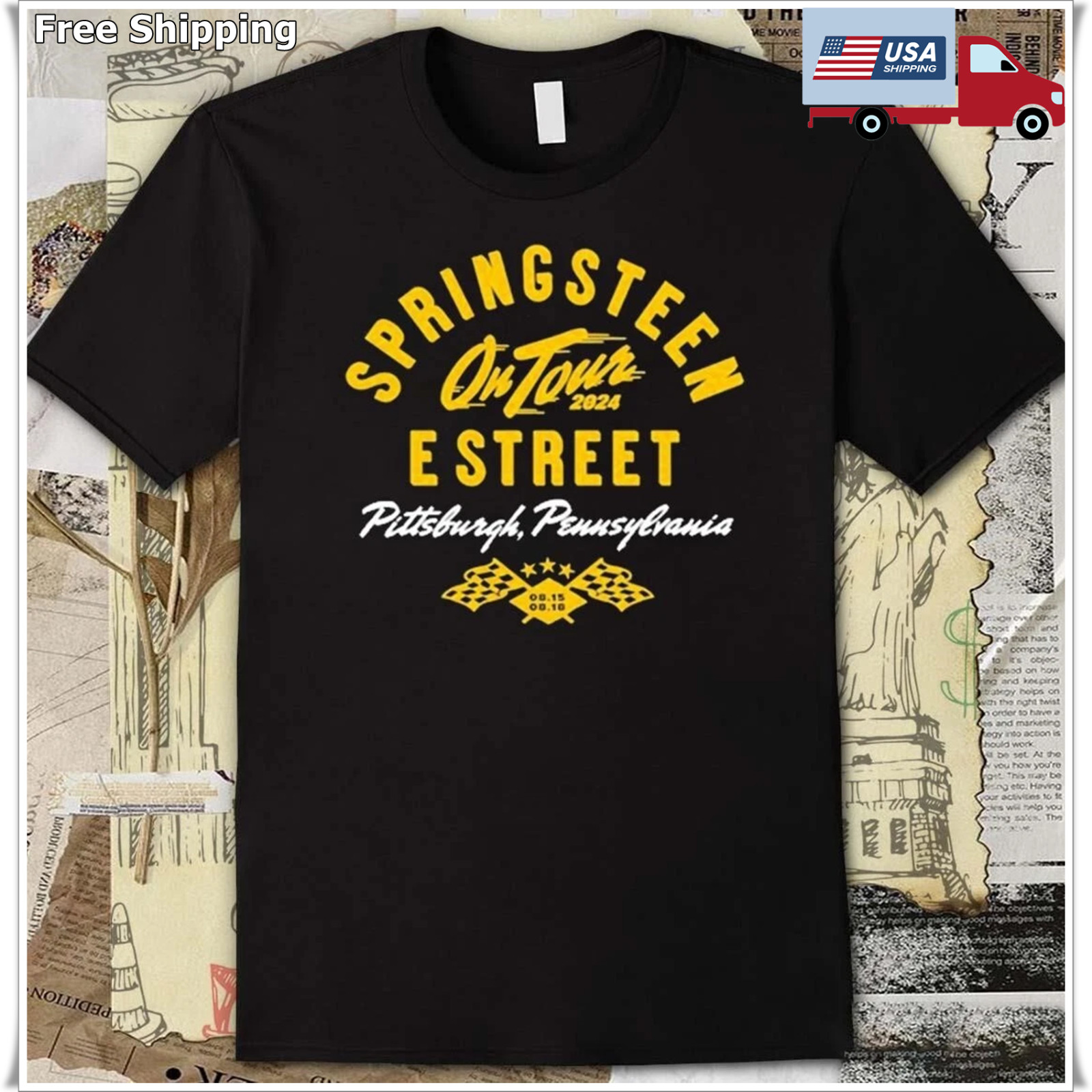 Bruce Springsteen And E-Street Band Tour In Pittsburgh 2024 T shirt S-5XL