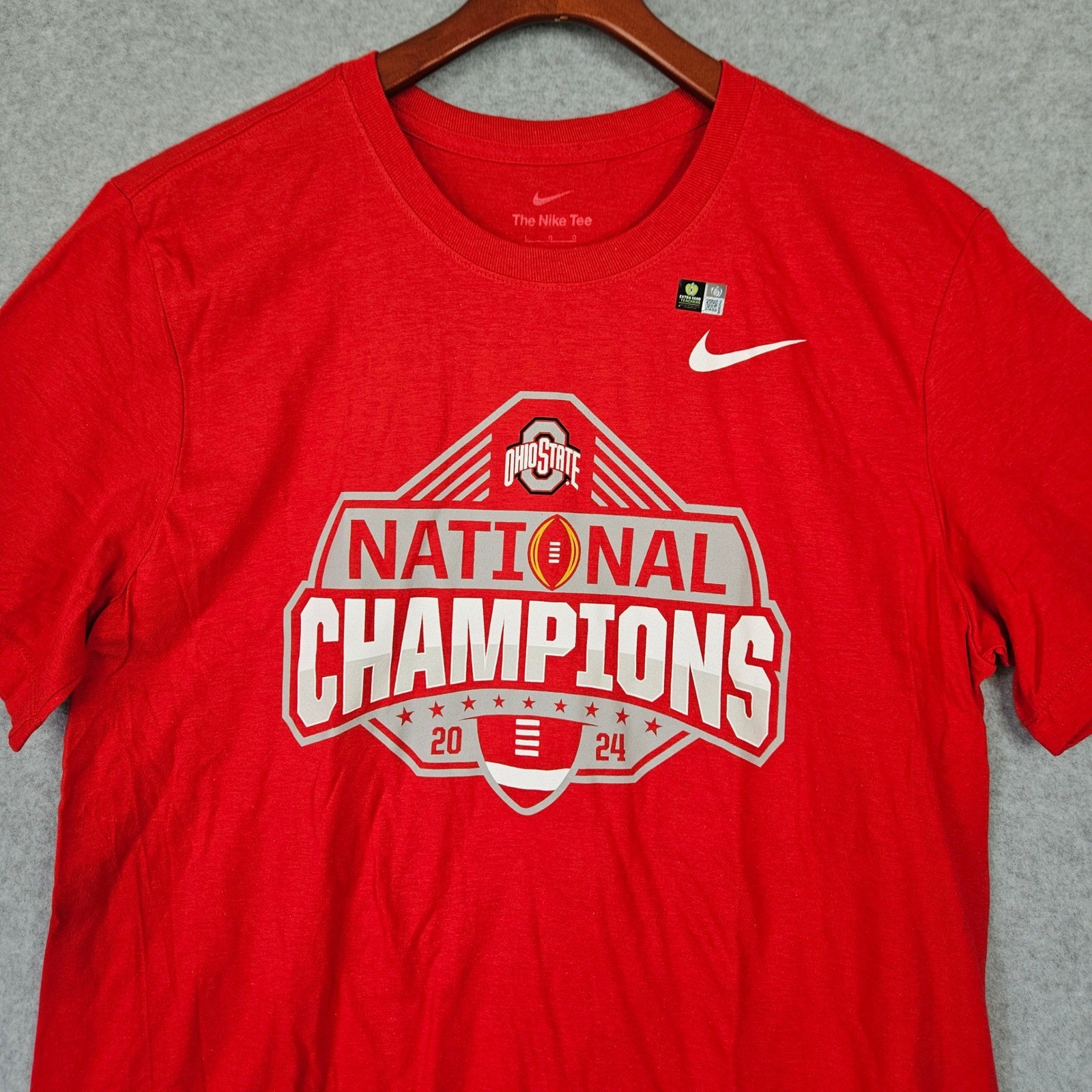 Nike Ohio State Buckeyes National Champions 2024 Red Graphic T-Shirt Mens Large