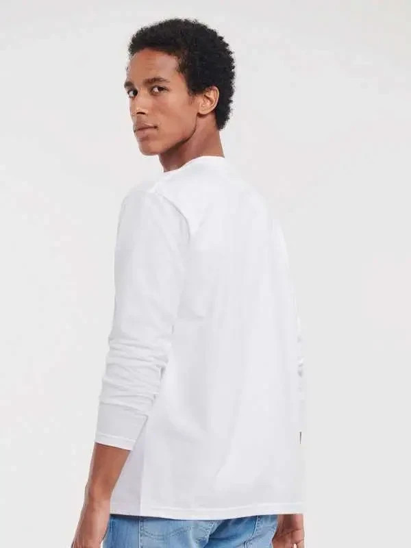 RUSSELL MEN’S CLASSIC LONGSLEEVE Long Sleeve T-Shirt Men 100% Cotton Crew Neck