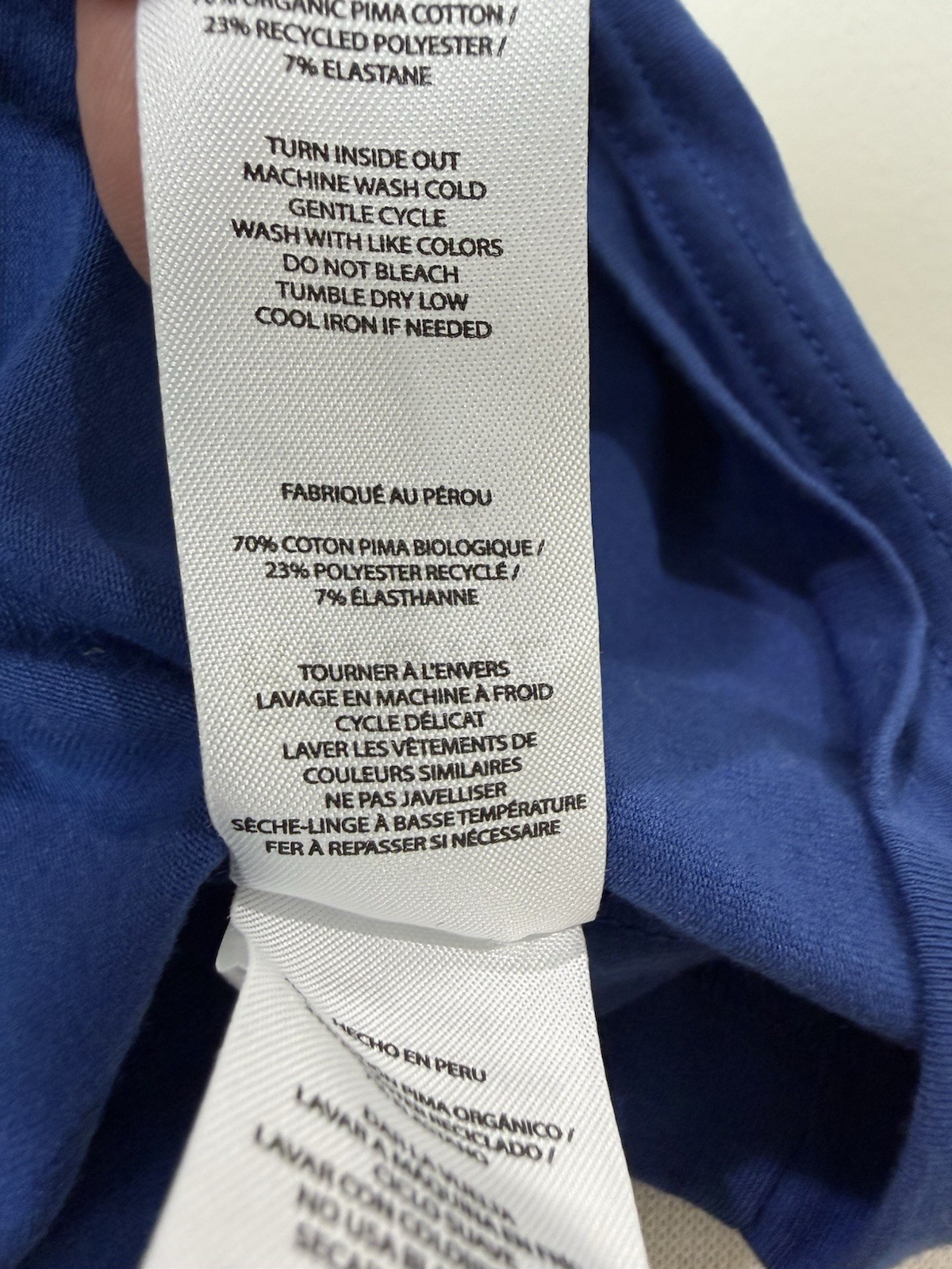 Rhone Element Tee Mens Large L Organic Pima Cotton Stretch Blue Short Sleeve
