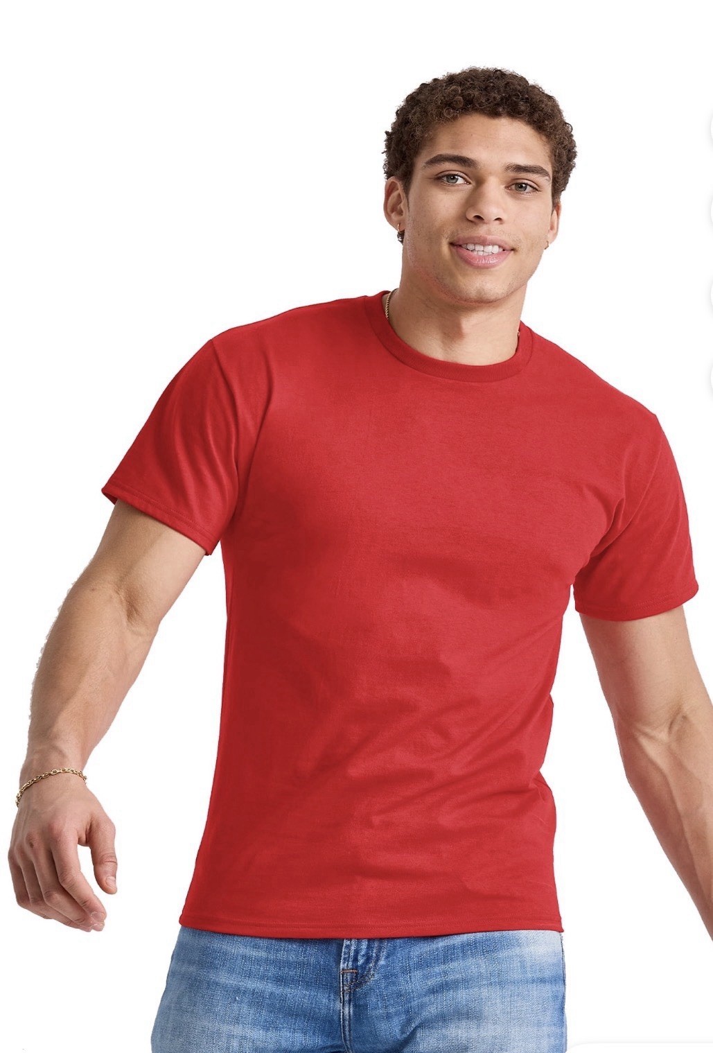Hanes Essentials Men’s Large Red Cotton Crewneck T-Shirt Short Sleeve