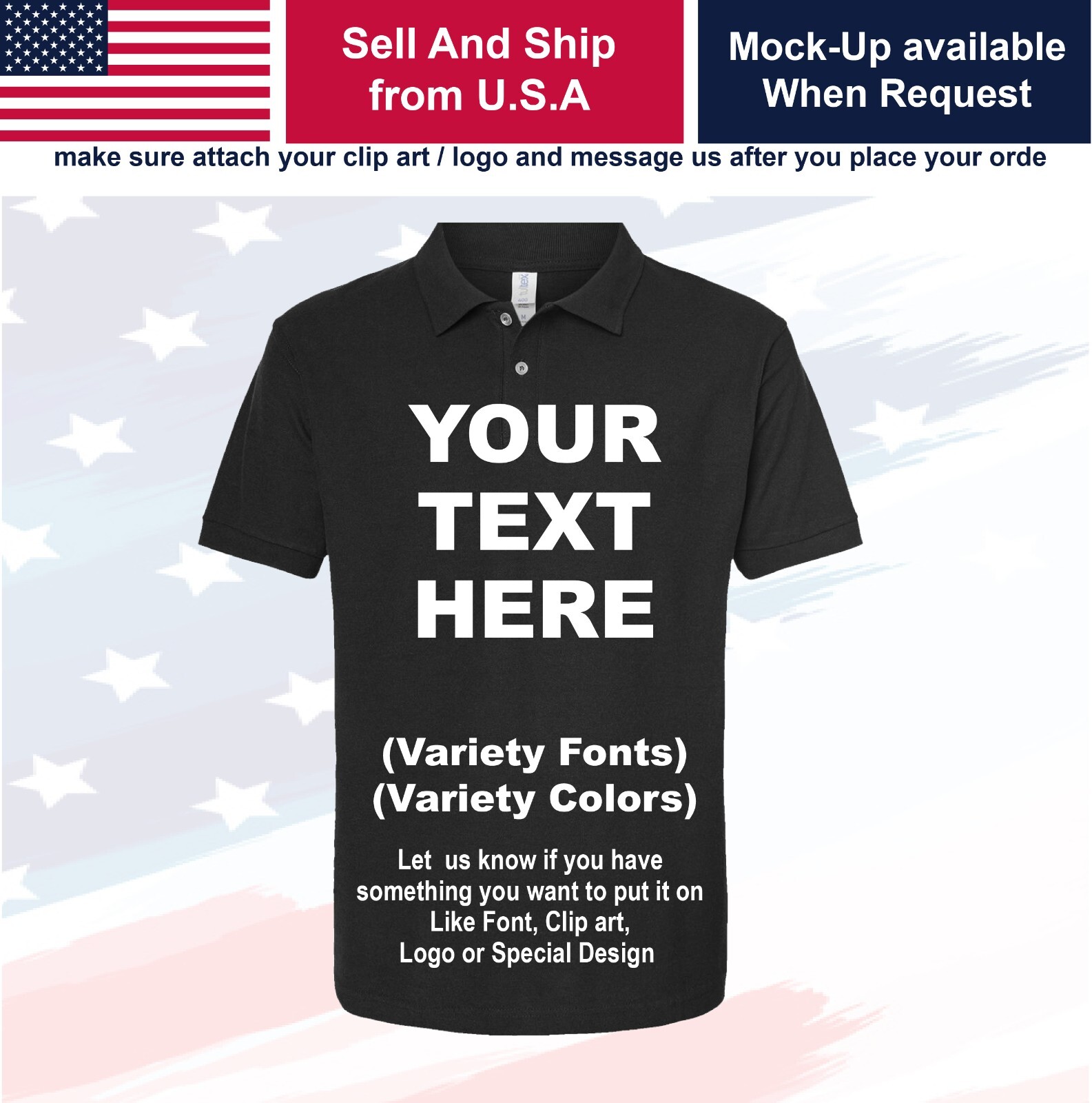 Personalized Custom Polo Shirt Customized w / Text, Logo