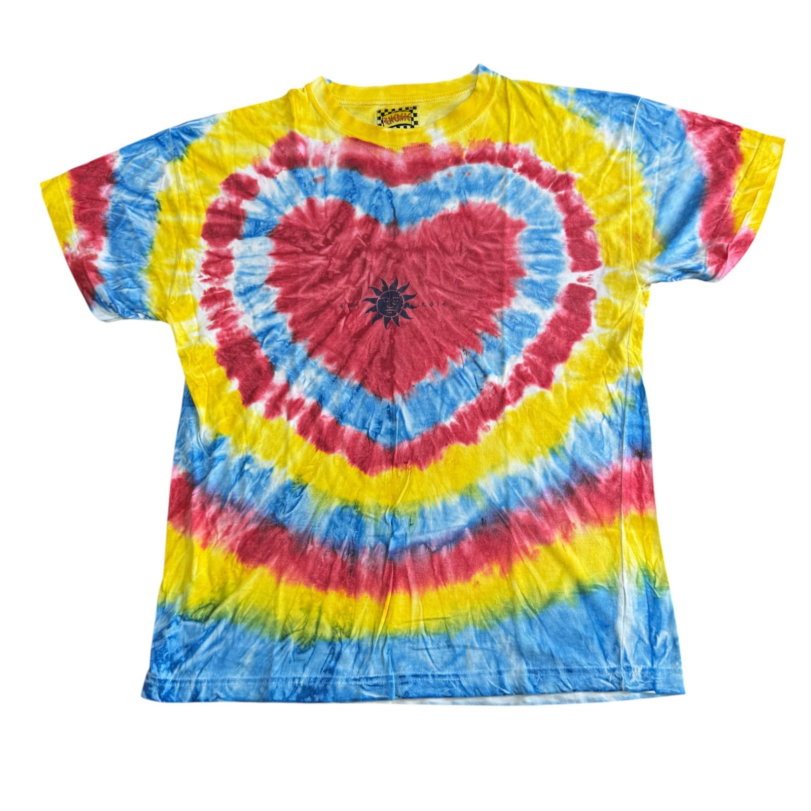 Energie Mens T-Shirt Rainbow Heart Tie Dye Multicoloured Size Small