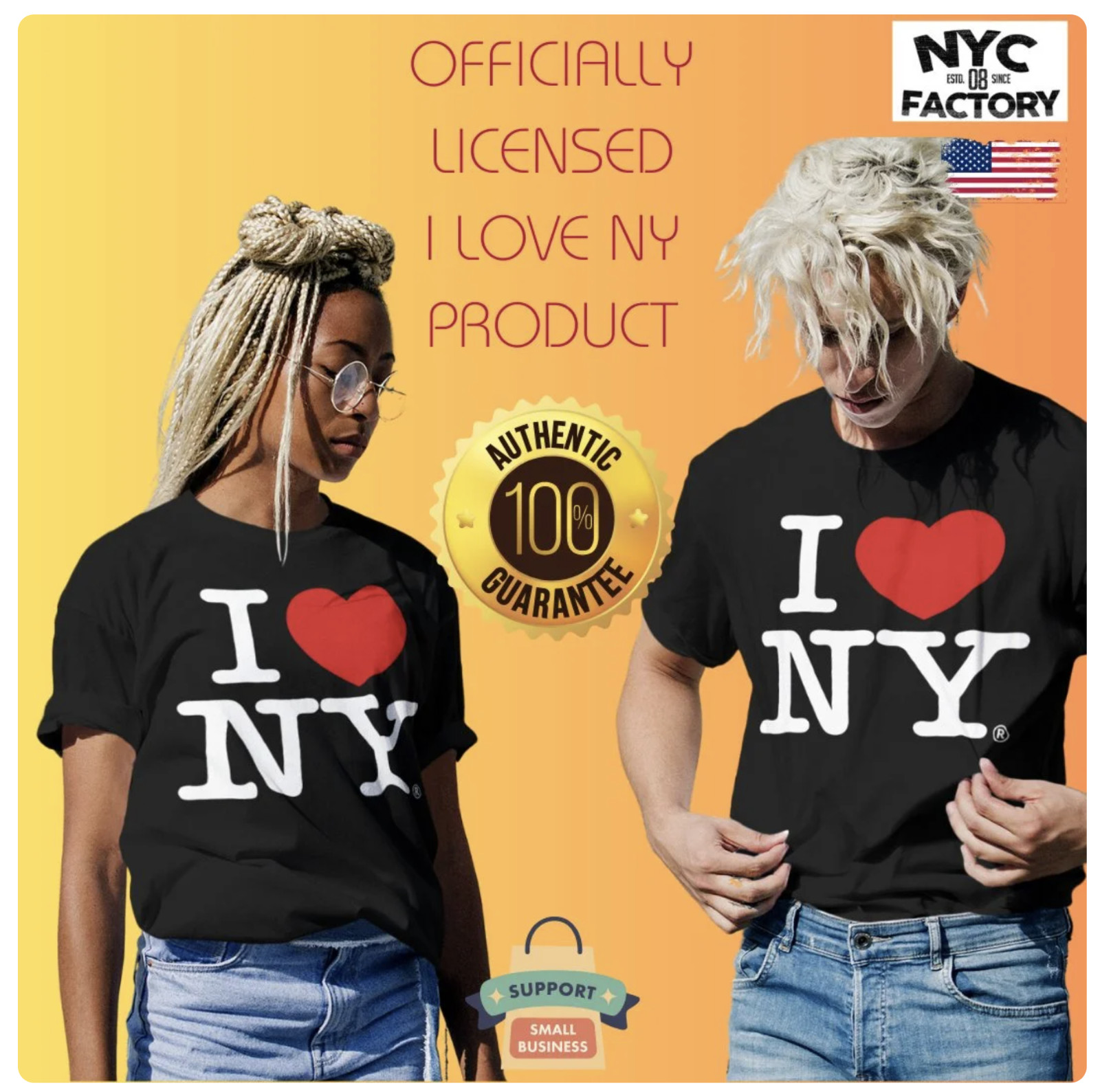 I Love NY Men’s Unisex Tee Officially Licensed T-Shirt