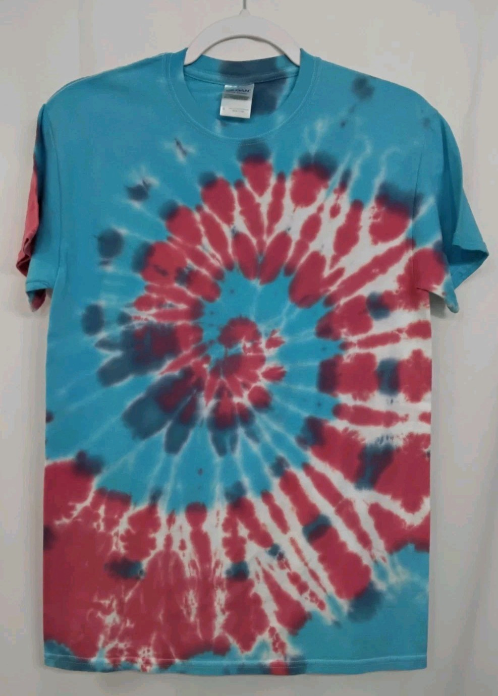 New Tie Dye Mens Small T-Shirt Blue Red Multicolor Summer Swirl Spiral