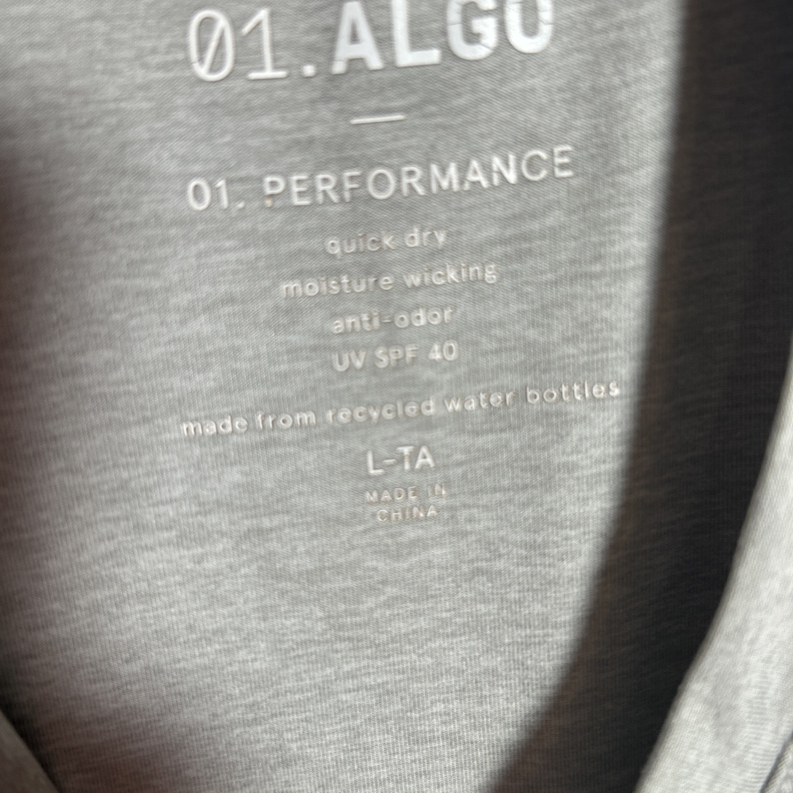 01. Algo Performance Athletic shirt Men’s Size L-TA Anti odor UV SPF 40 Quic Dri