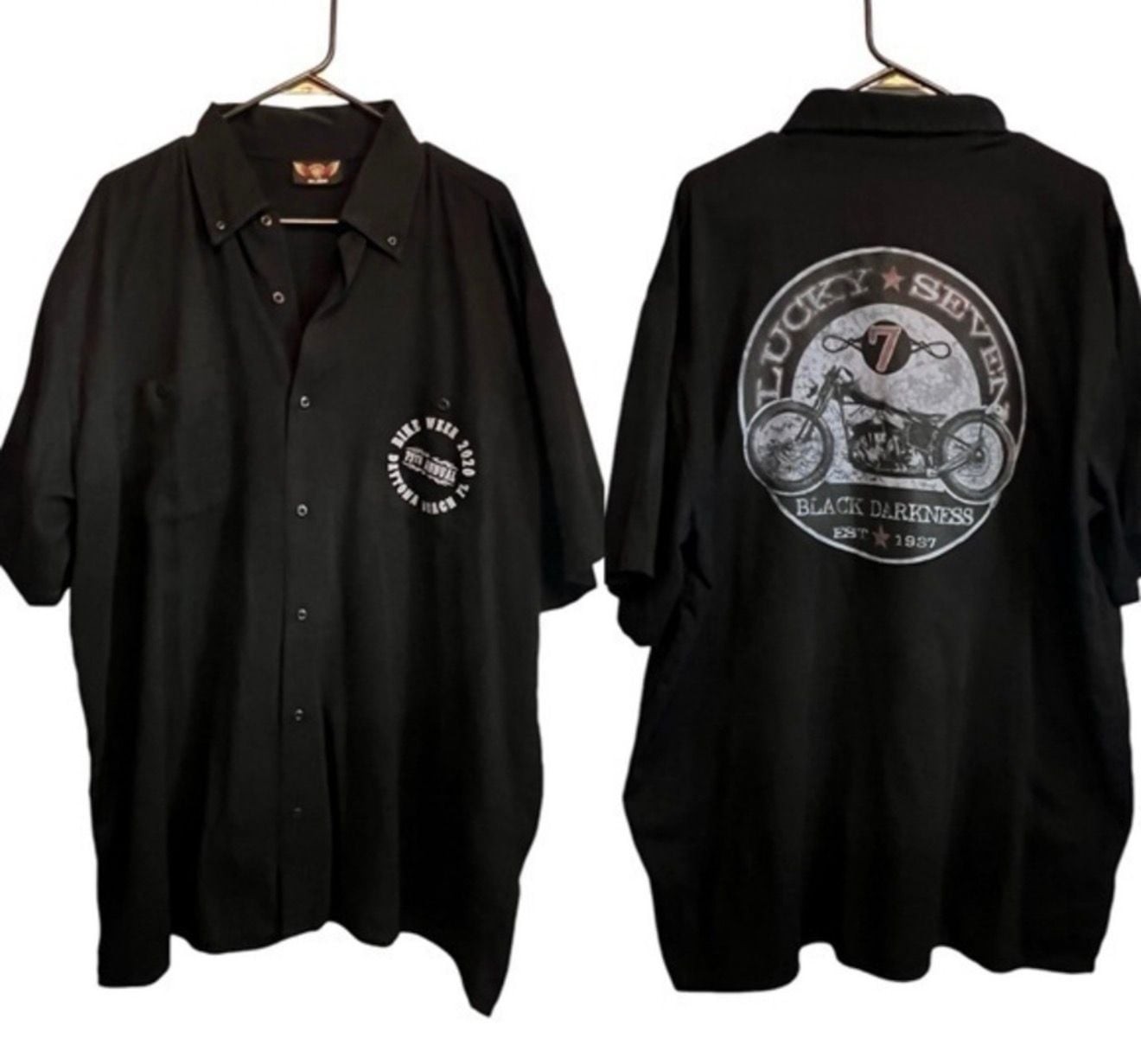 Biker Wear USA Daytona Beach Bike Week 2020 Lucky Seven Work Shirt 2XL