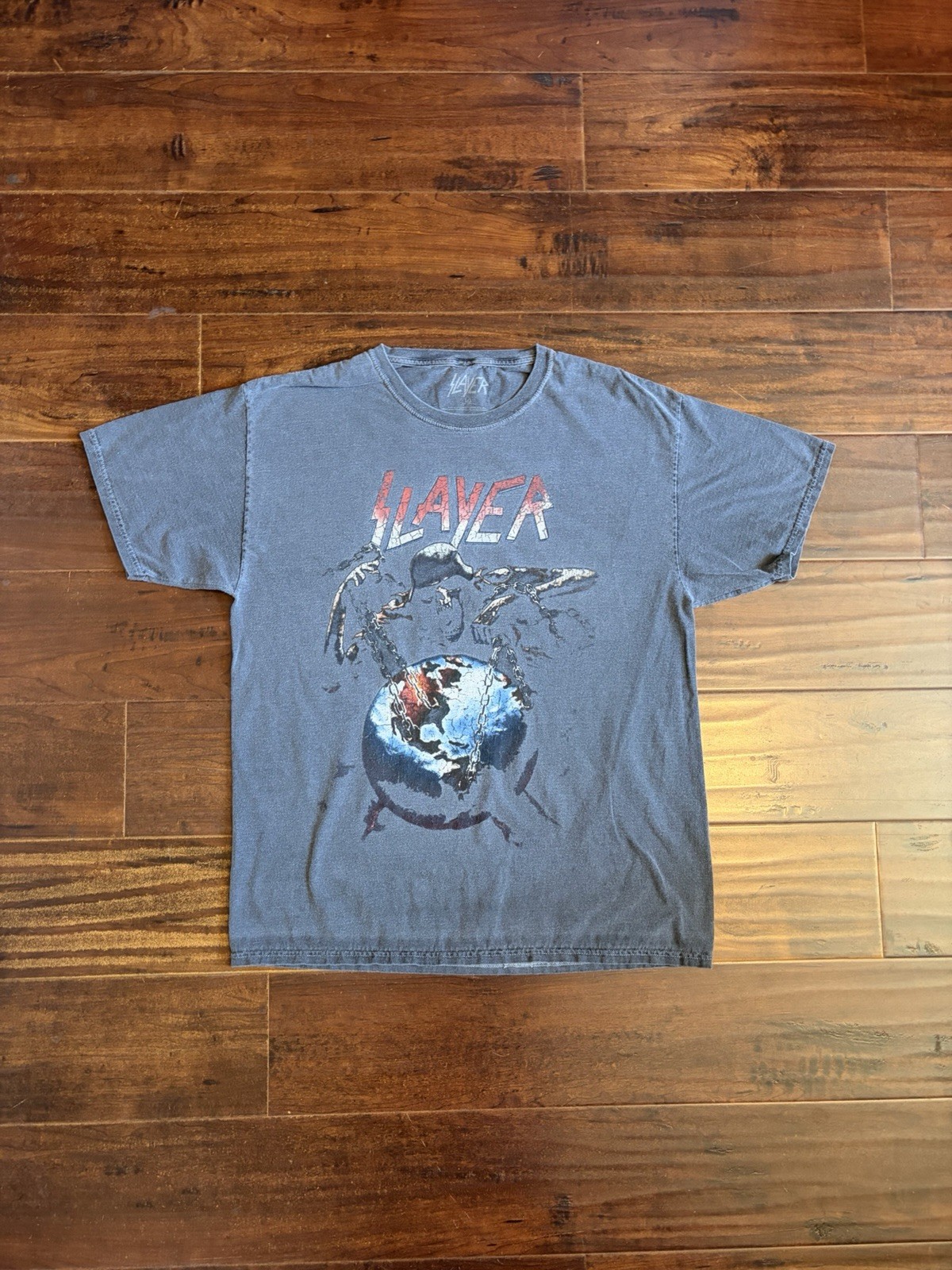 Faded Slayer Band Tee sz L measurements pictured