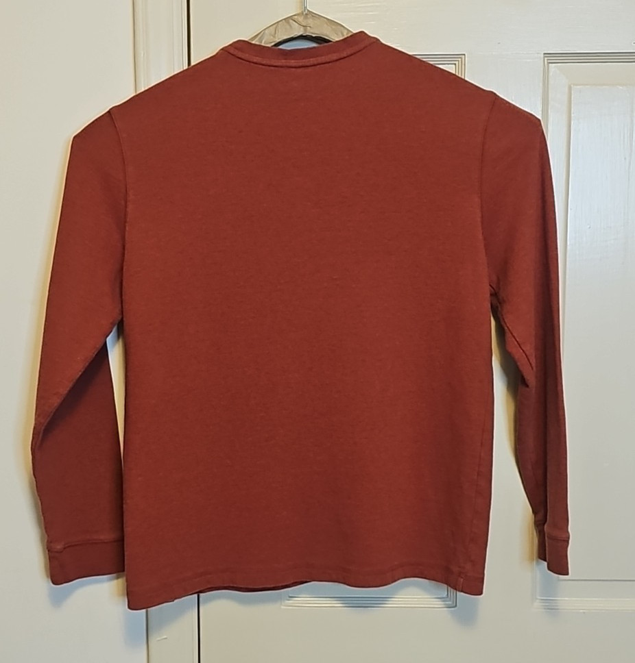 Eddie Bauer Mens Large Henley orange Ultrasoft long Sleeve pull on