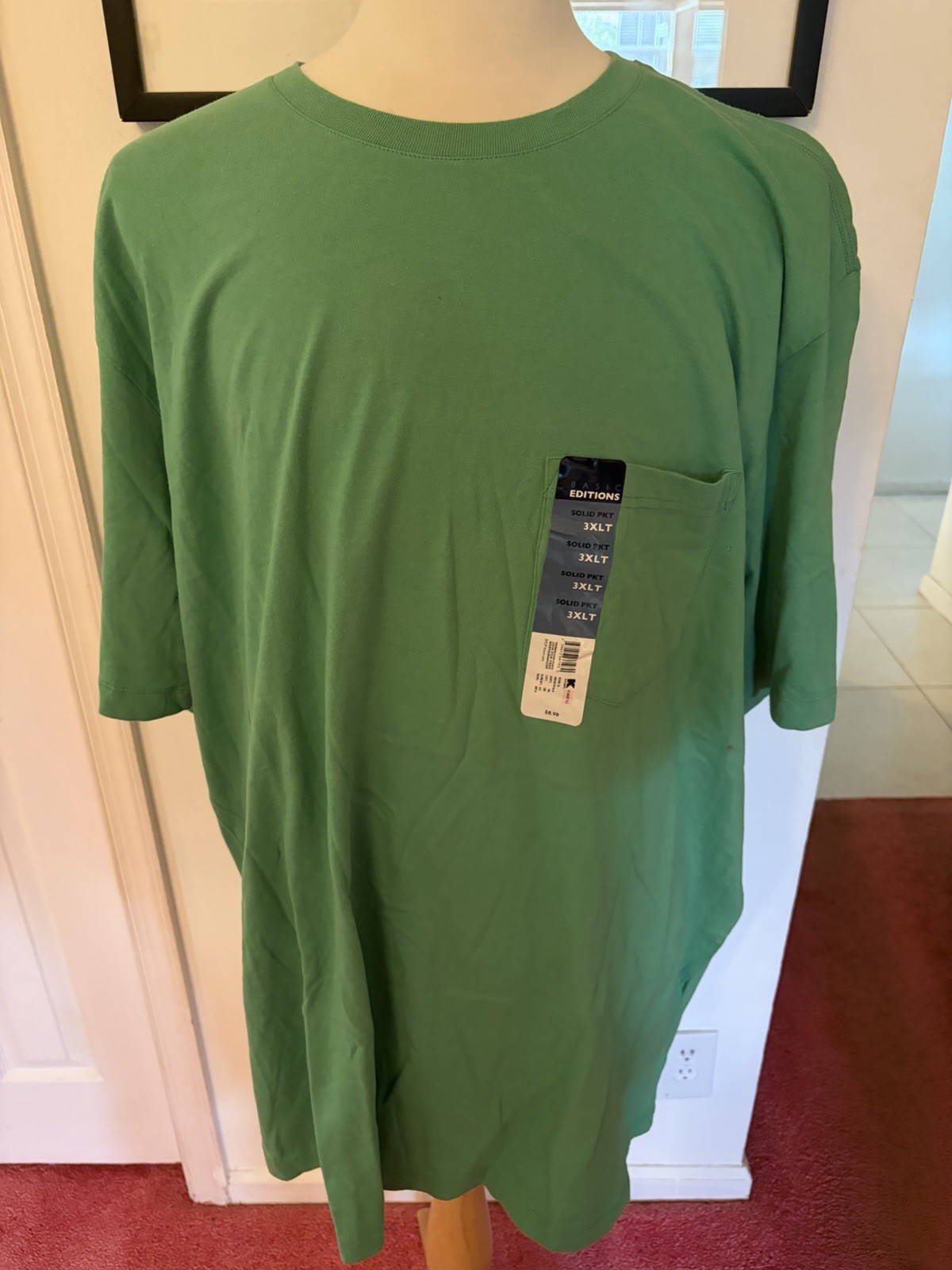New Basic Editions Men’s 3XLT Big & Tall T-Shirt Emerald DarkGreen Short Sleeve