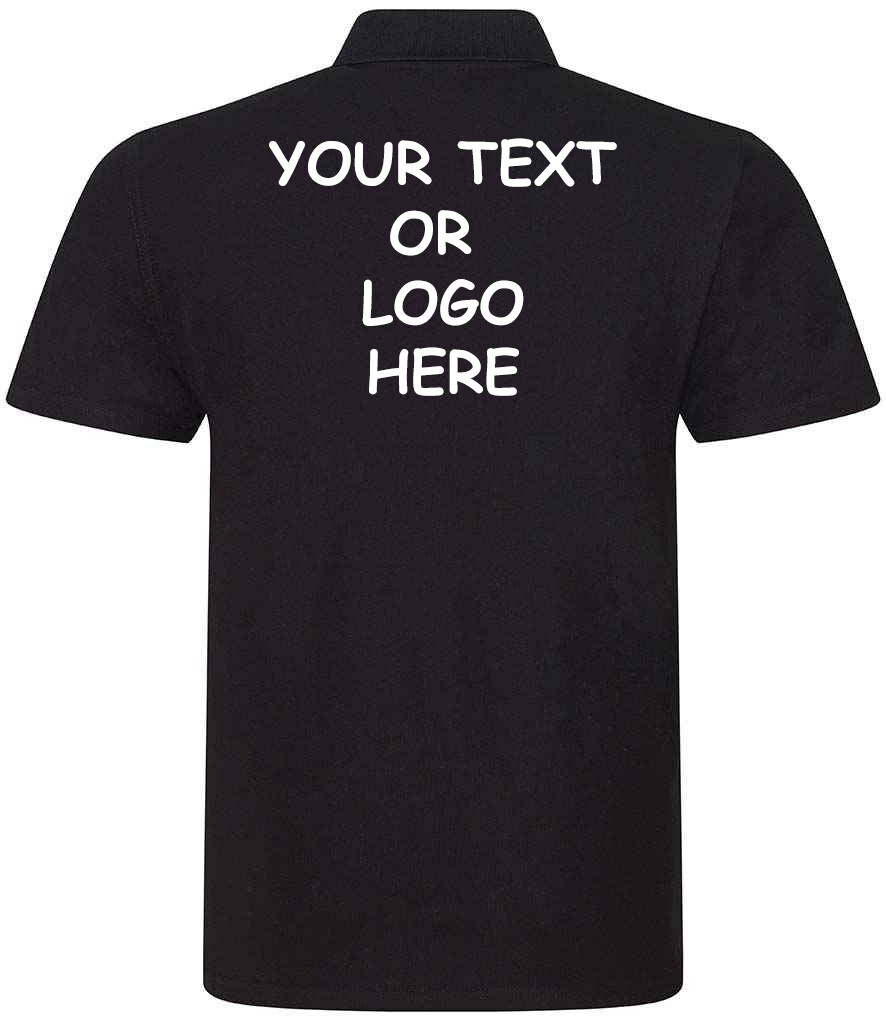 Personalised Custom Printed Polo Shirt Mens Work Wear Uniform Event Text Logo