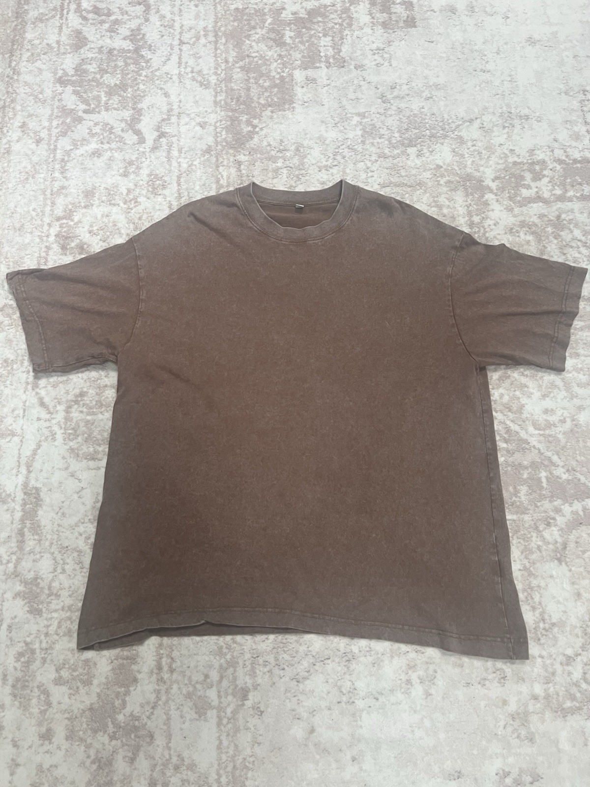 Men’s Brown Solid Crew Neck Short Sleeve Cotton Knit Oversized Tee L/XL SKU 132