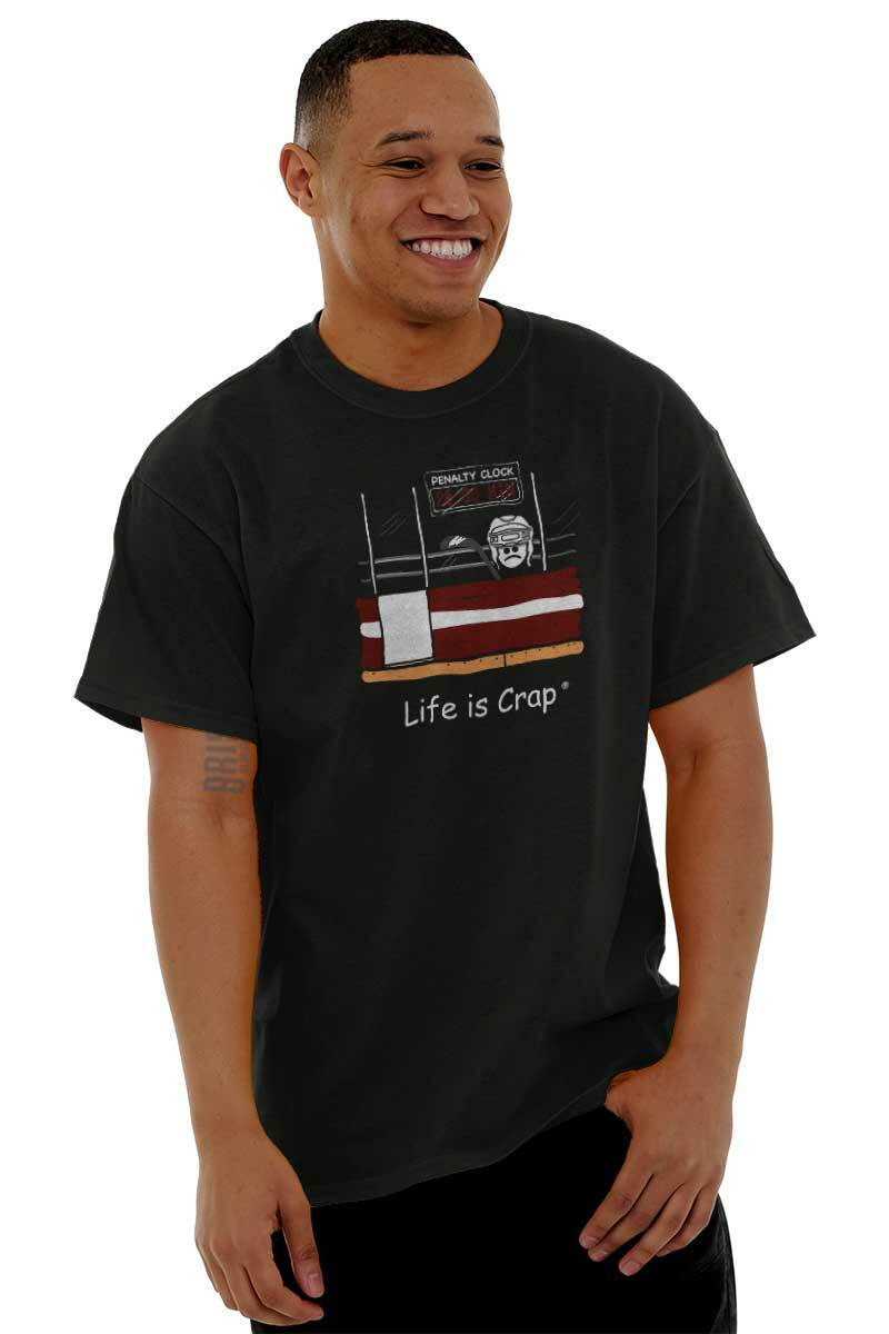 Life is Crap Hockey Penalty Box Sports Gift Mens Short Sleeve Crewneck Tee