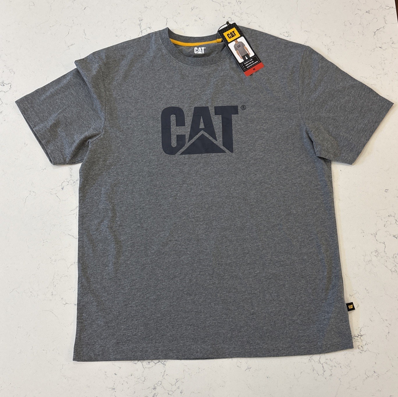 CAT Caterpillar Men’s Relaxed Fit T Shirt, Color Gray, Size Medium, Durable. ￼