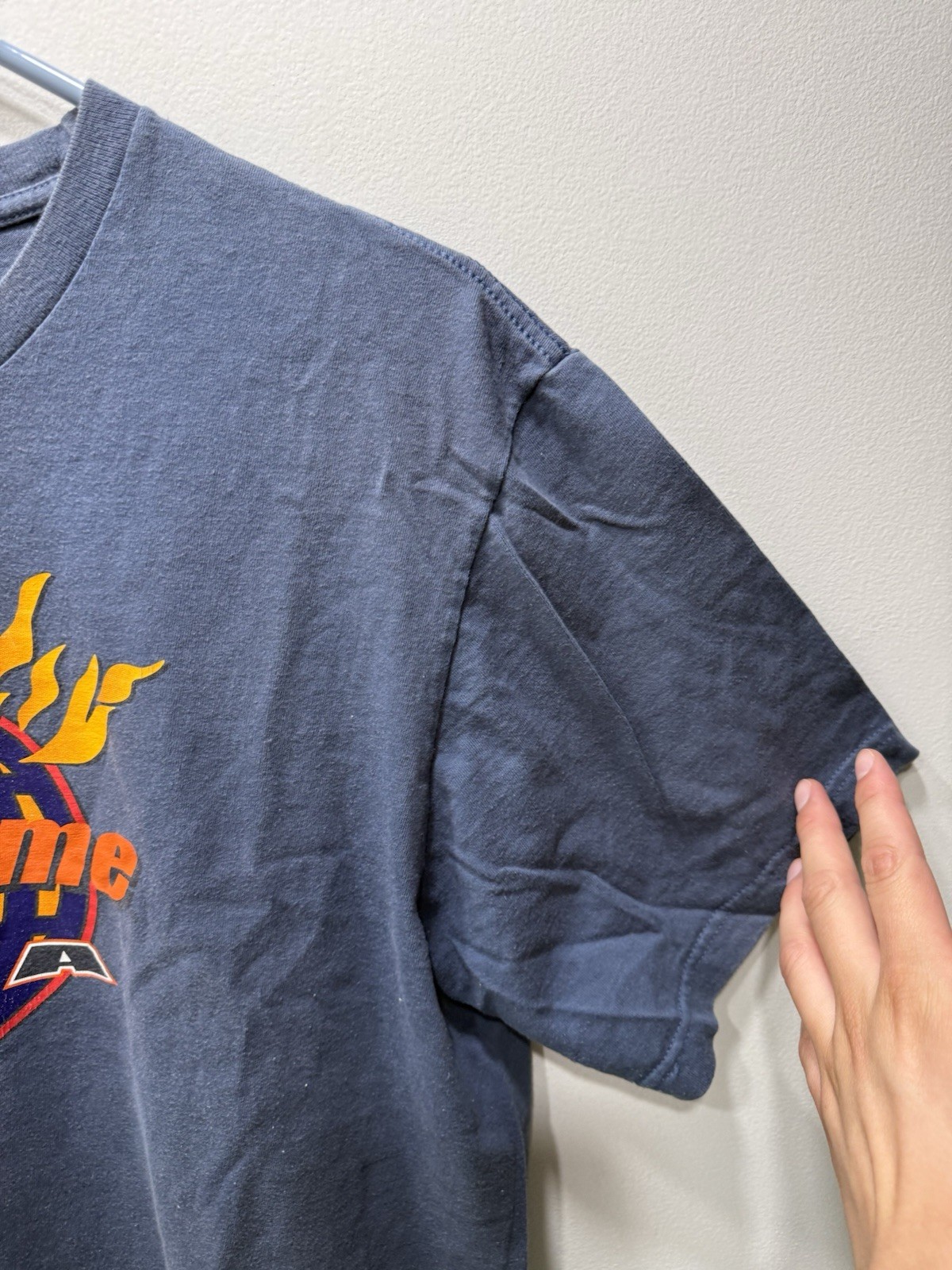 Supreme FW17 Flames Blue T-Shirt Size Medium Distressed Faded See Pics