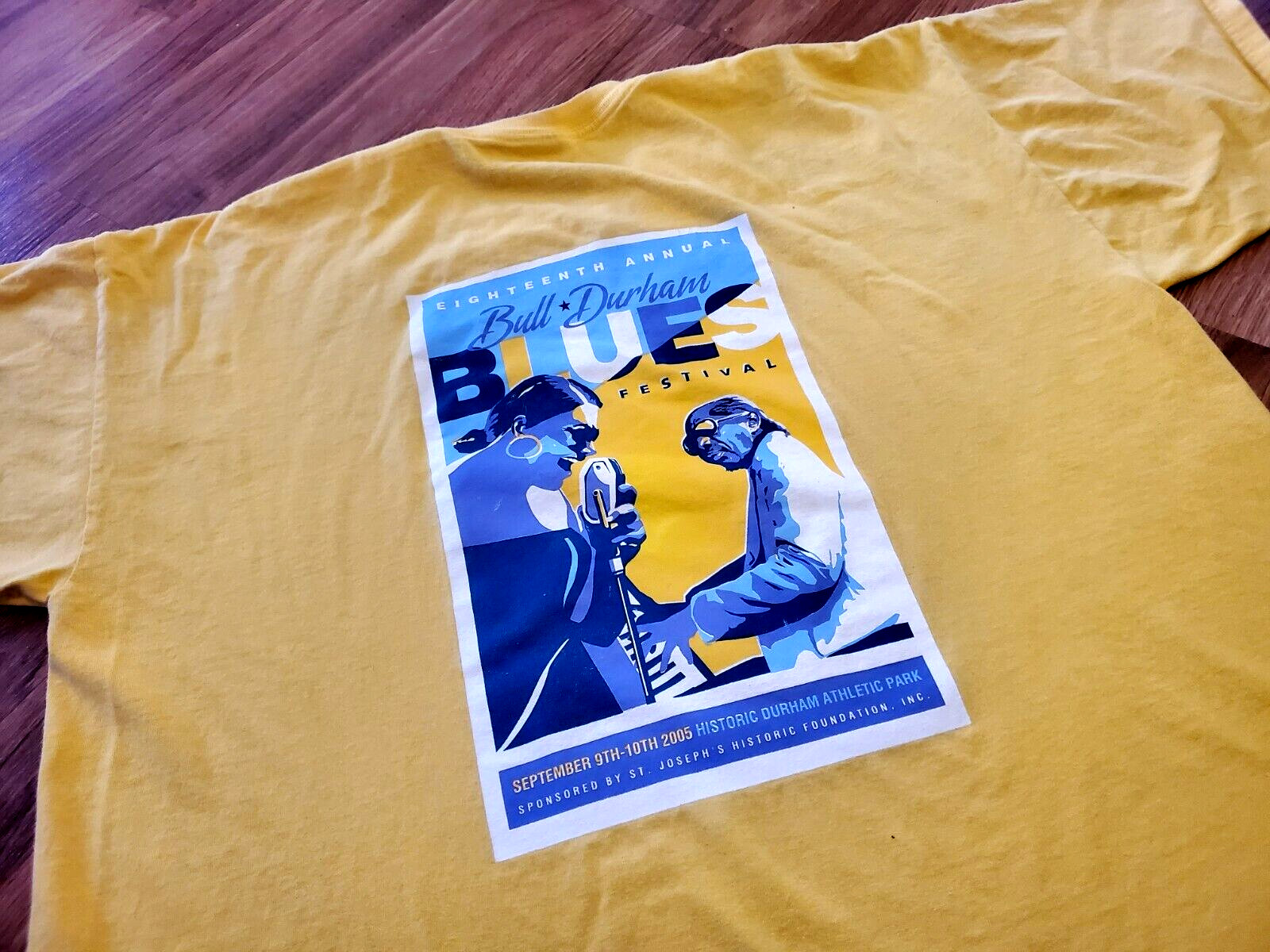Bull Durham 2005 Eighteenth Annual Blues Festival XXL 2XL Yellow T-Shirt, NC