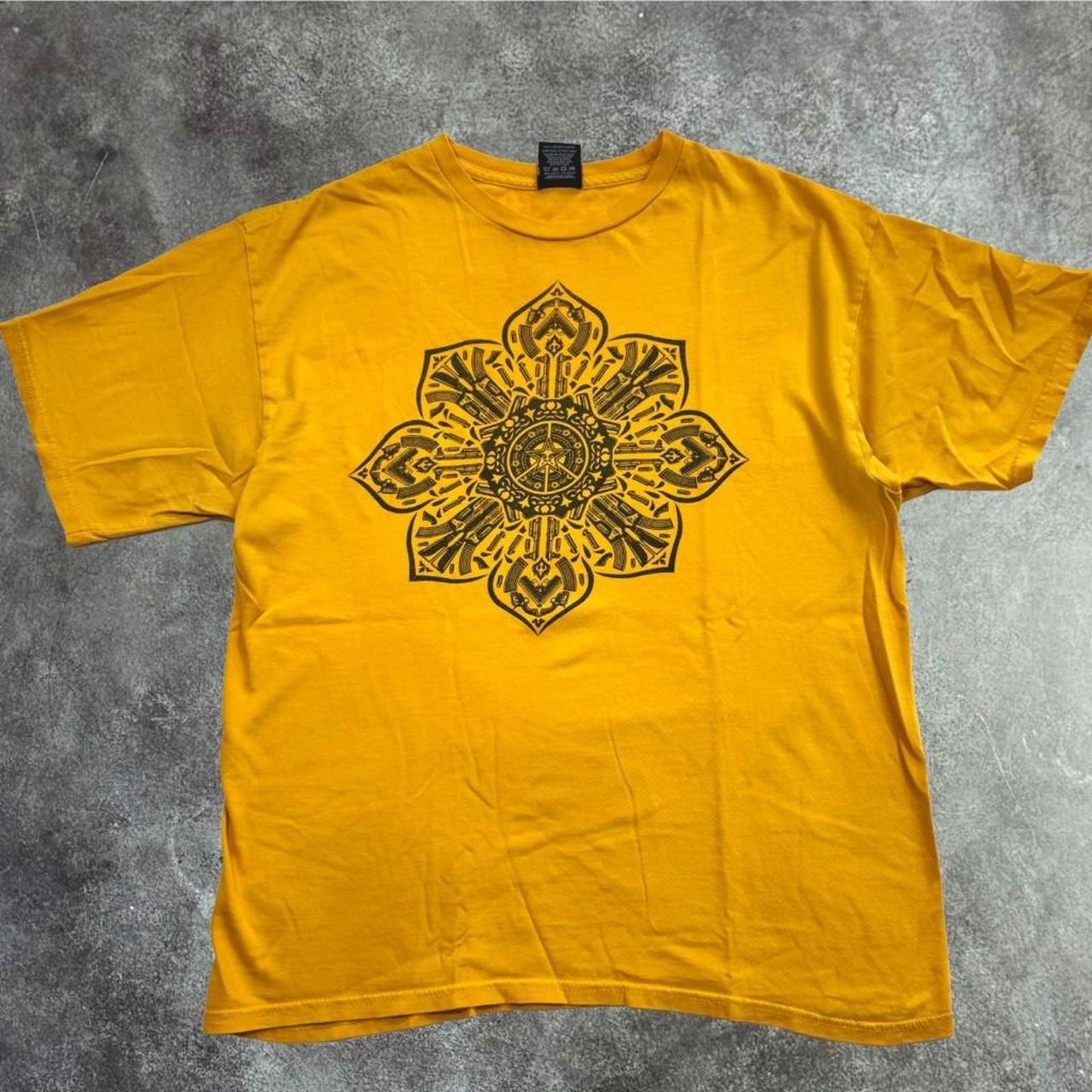 Obey Stop The Violence Yellow Graphic Tee L