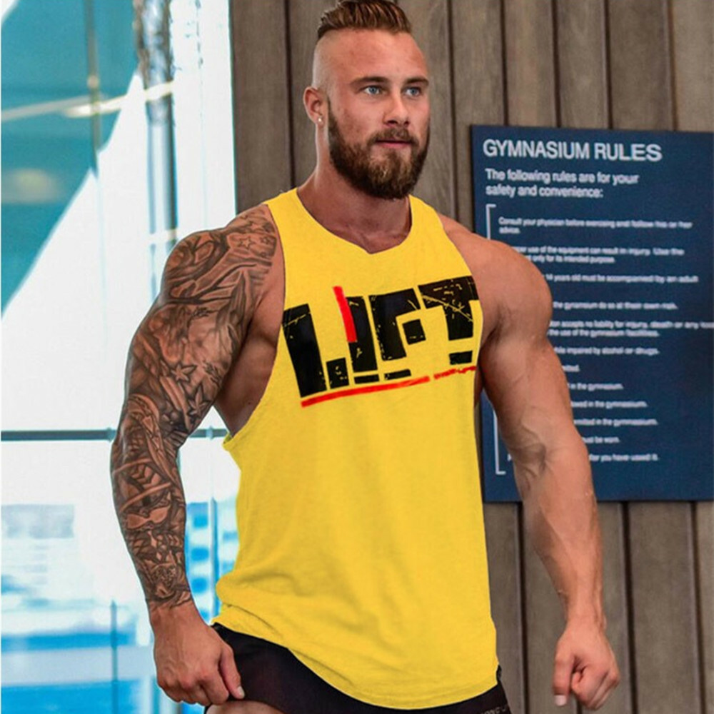 Men Workout Tank Top Sleeveless Gym Shirts Bodybuilding Fitness Muscle Tee Shirt