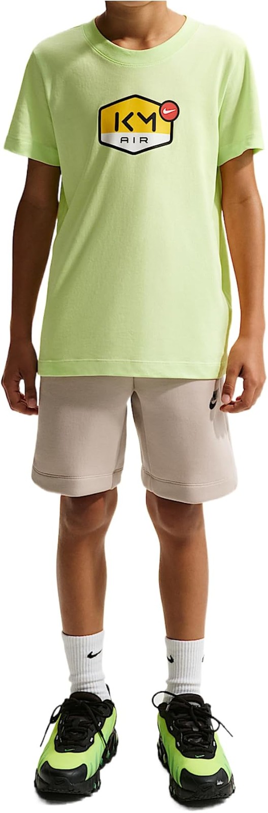 Kylian Mbappe Big Kids’ Dri-FIT T-Shirt (Light Liquid Lime) Size Large – Light L