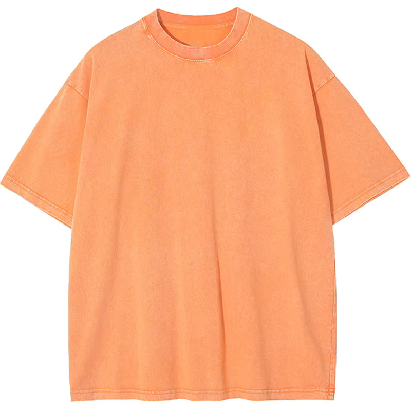 Oversized washed Heavyweight 100% Cotton T-Shirt Vintage Wash Blank Tee S-XXL
