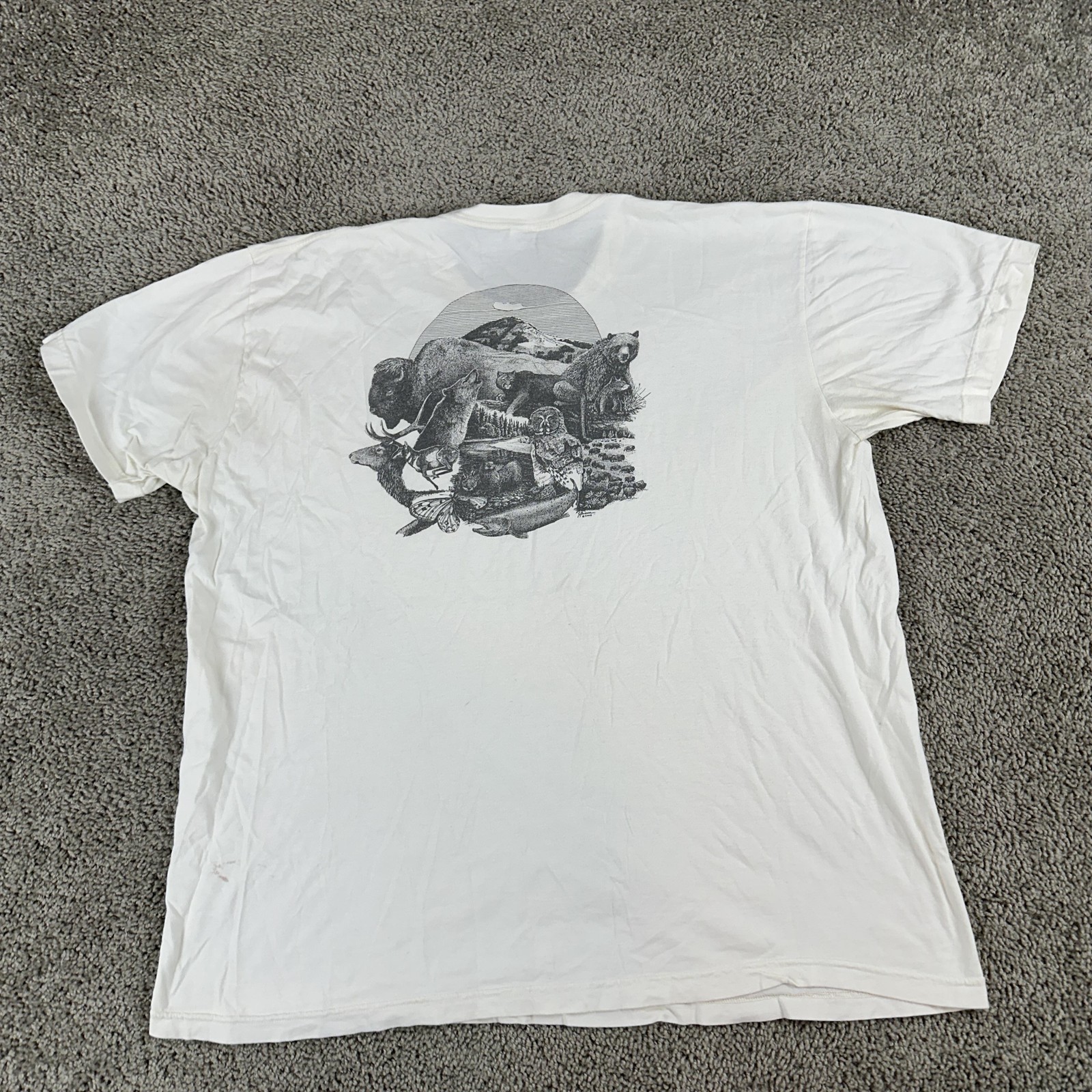 Vintage Yellowstone Institute Shirt Mens 2XL White Wildlife Graphic Made USA 00s