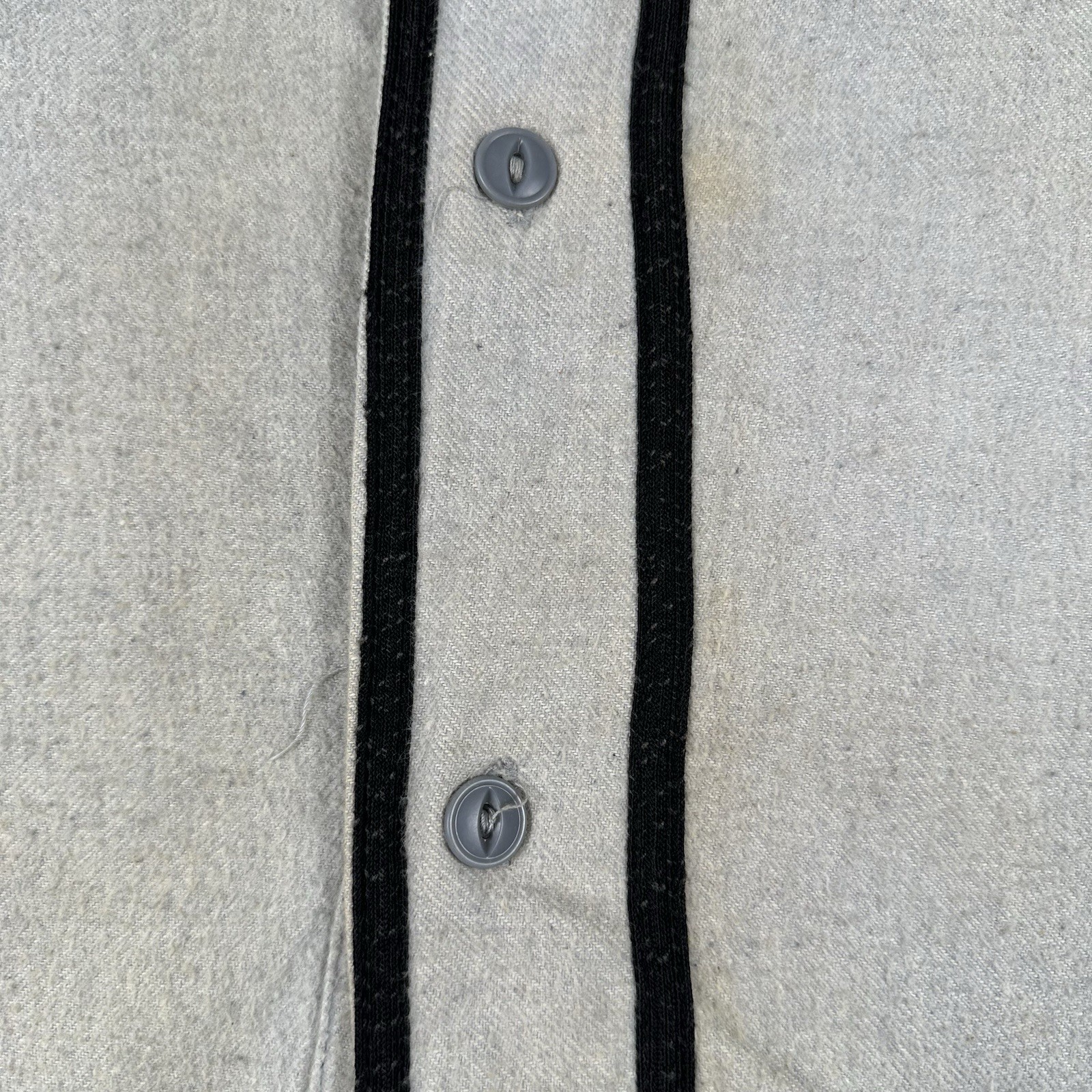 Vintage 30s 40s Baseball Jersey Mens 44 Gray Black Felt H Rubys Sorting Goods