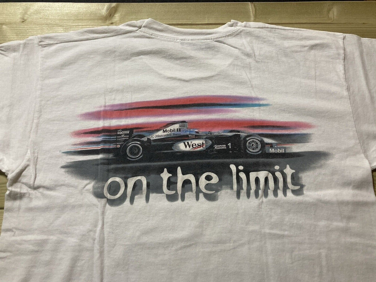 West McLaren Mercedes Formula 1 Racing Team Tee T Shirt Size L White Vintage
