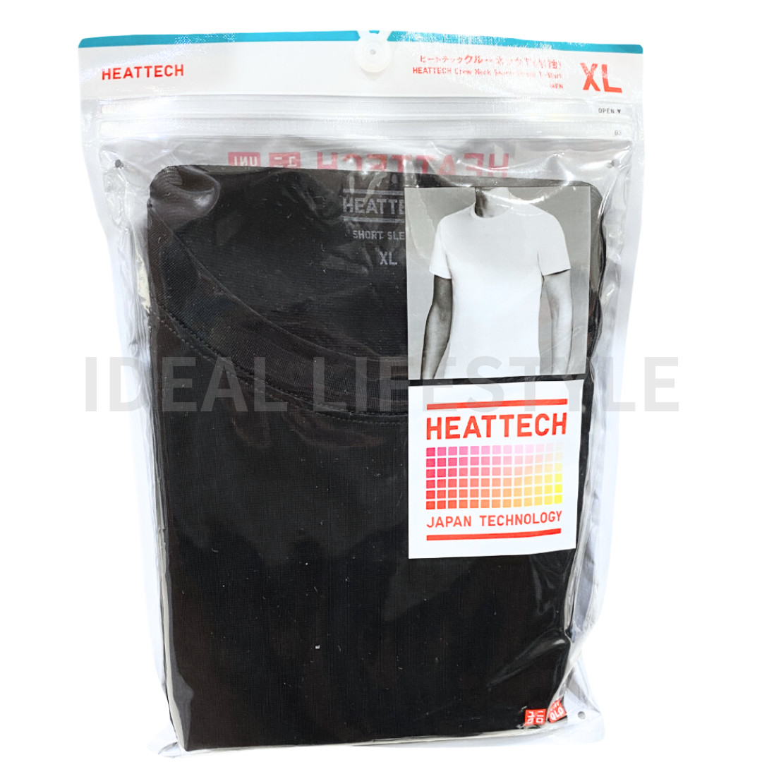 UNIQLO HEATTECH Crew Neck Short-Sleeve T-Shirt Black/White S-4XL Men 461202 NWT