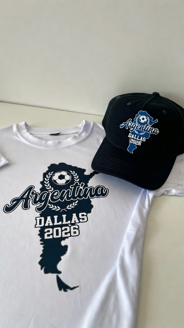 Argentina Dallas 2026 Soccer Set Shirt and Hat Matching Fan Bundle Unisex
