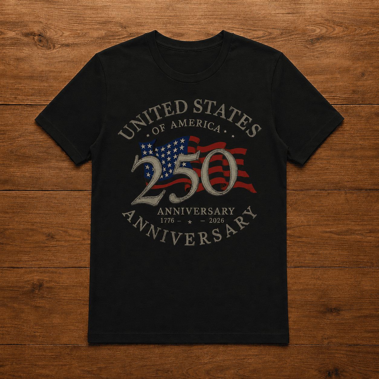 USA 250th Anniversary T Shirt 1776 2026 Flag Heritage Patriotic Graphic Tee